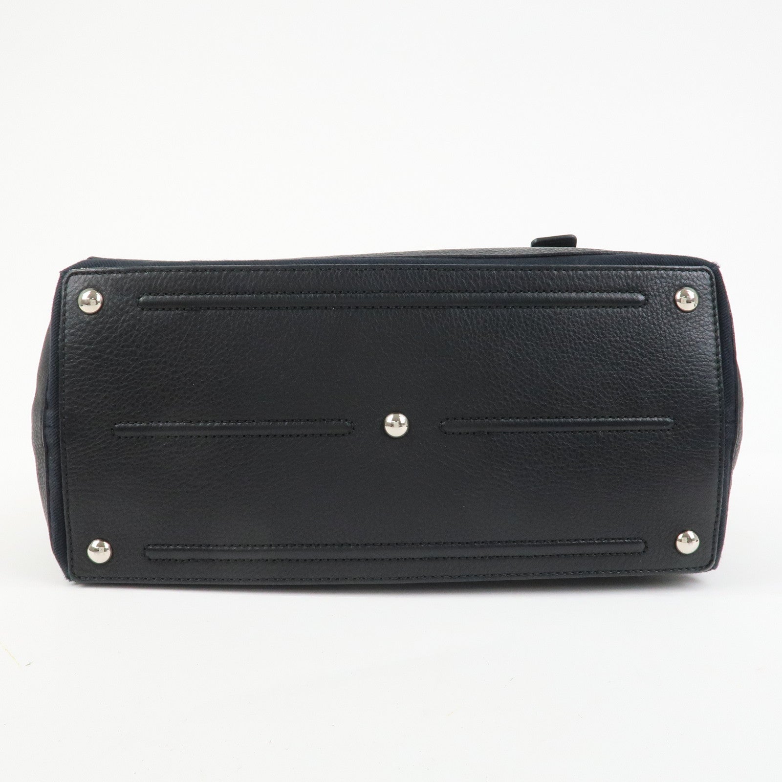 SAINT LAURENT PARIS Leather Canvas Muse Two Hand Shoulder Bag Black