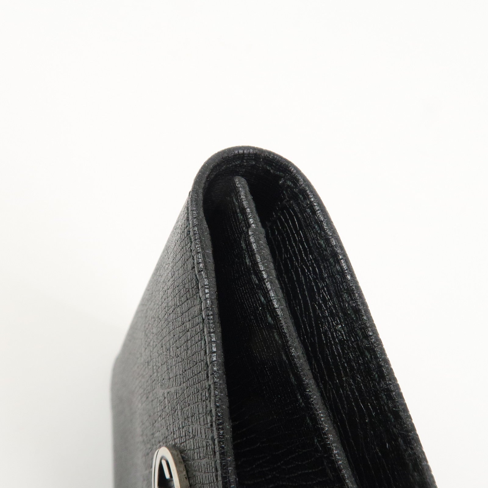 GUCCI Interlocking G Leather Card Case Black 306717