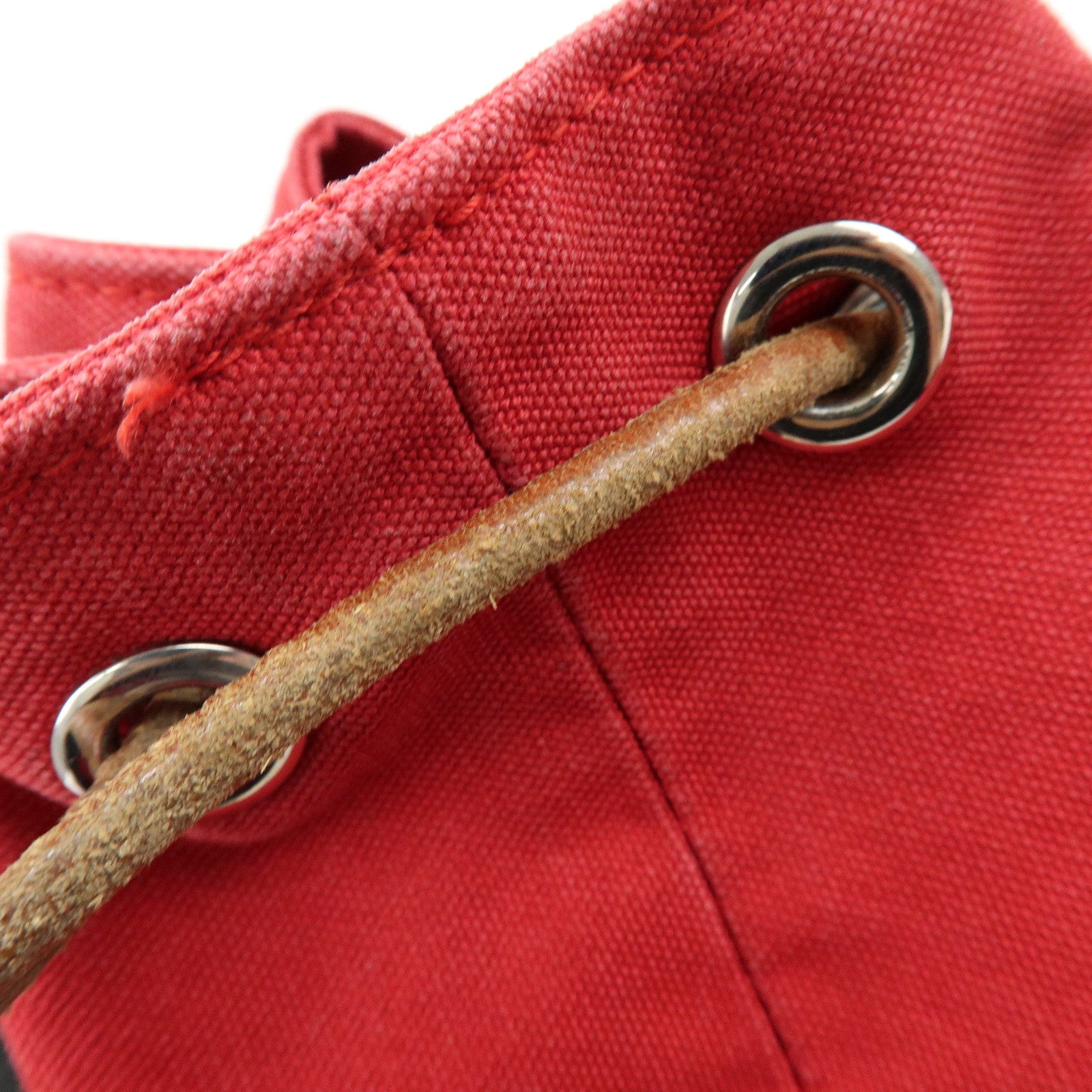 HERMES Canvas Leather Polochon Mimil PM Drawstring Shoulder Bag