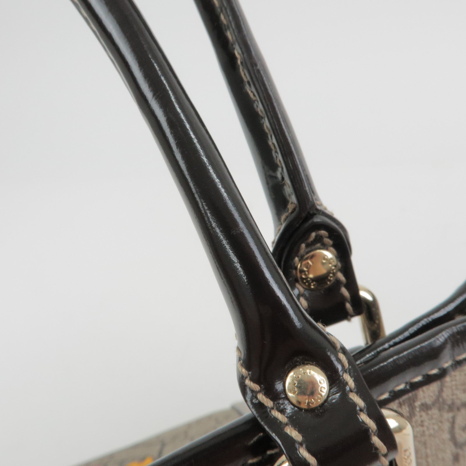 GUCCI GG Supreme Patent Leather Tote Bag Shoulder Bag 197953
