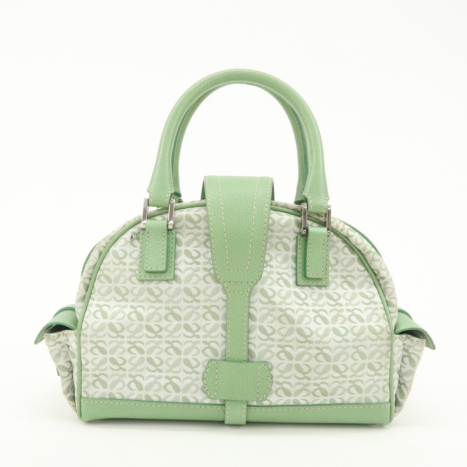 LOEWE Anagram Canvas Leather Hand Bag Light Green