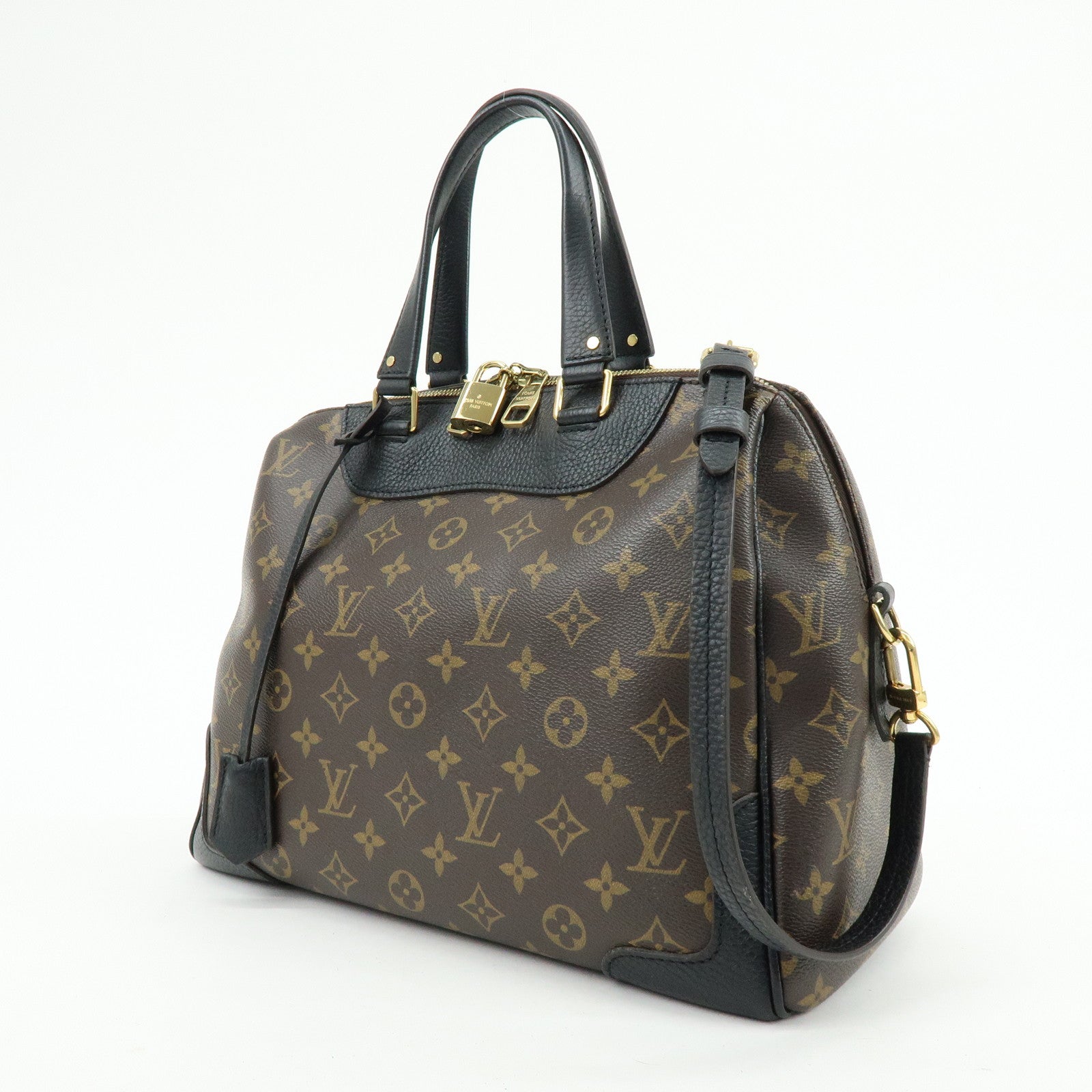 Louis Vuitton Monogram Canvas Leather Retiro Hand Bag Brown M50058