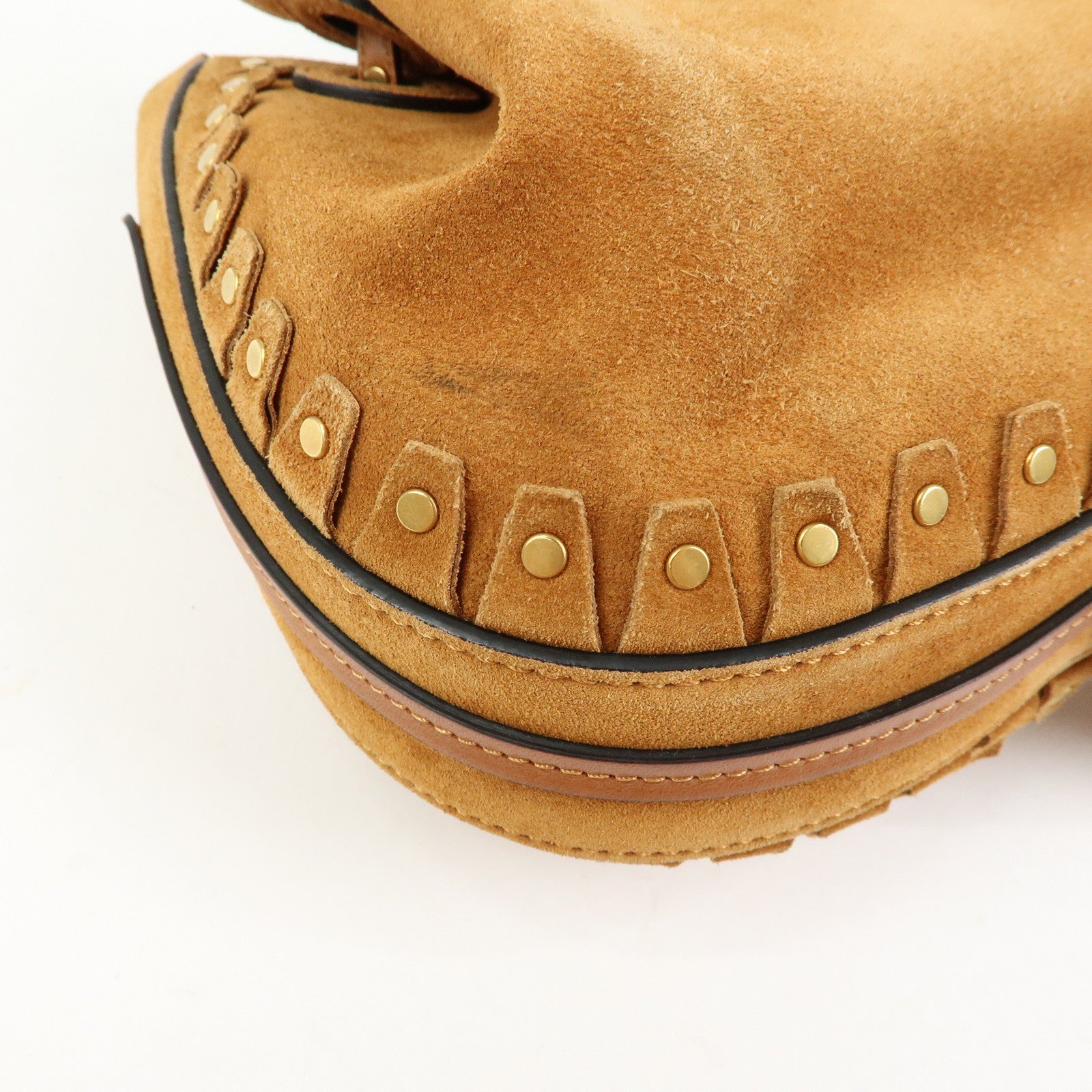 Chloe Suede Leather Tassel Shoulder Bag Crossbody Bag Brown