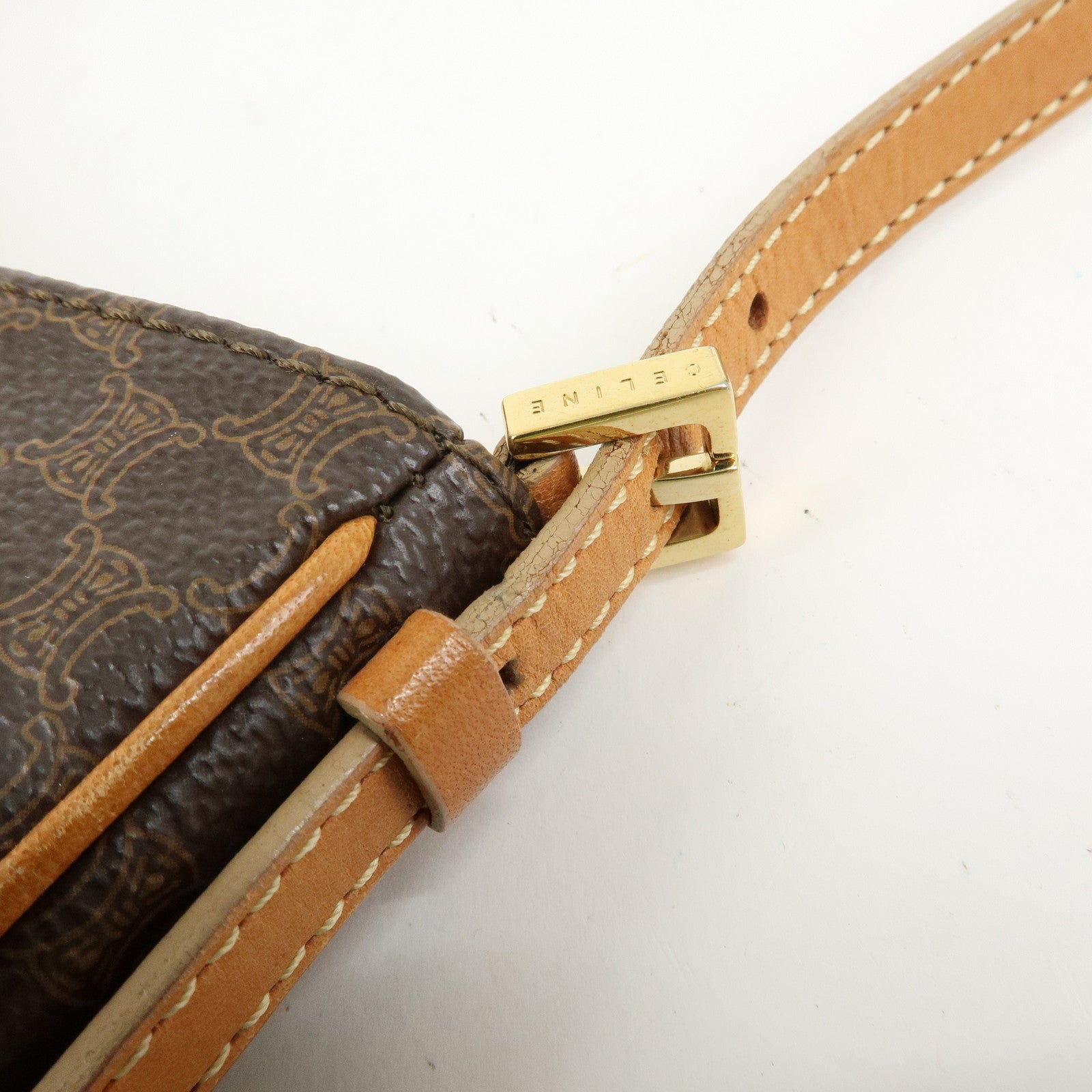 CELINE Macadam PVC Leather Shoulder Bag Hand Bag Brown