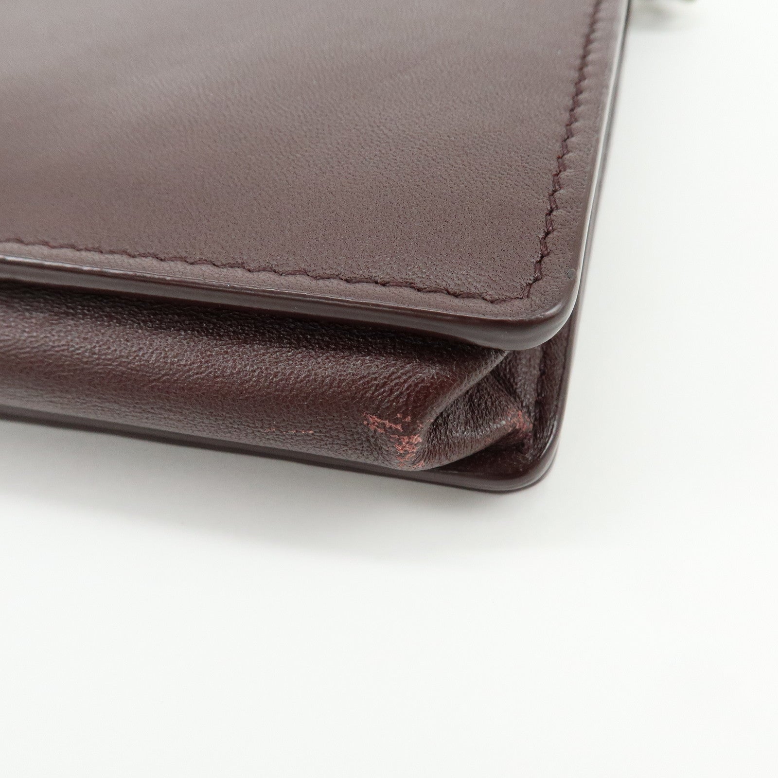 BOTTEGA VENETA Intrecciato Leather Chain Wallet Brown