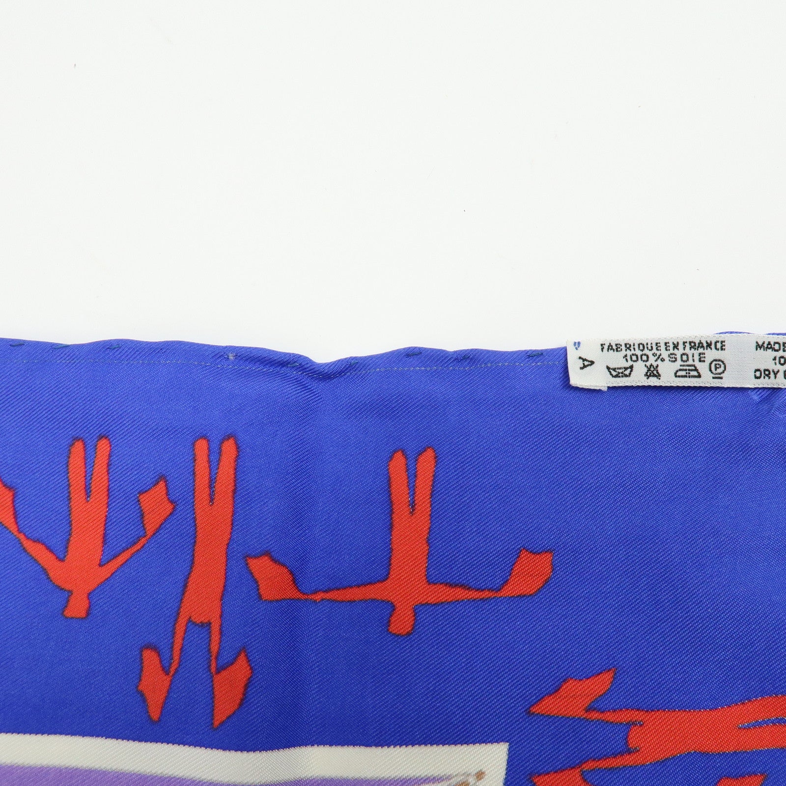 HERMES Carre 90 Silk 100% Scarf EN COURSE Purple Blue