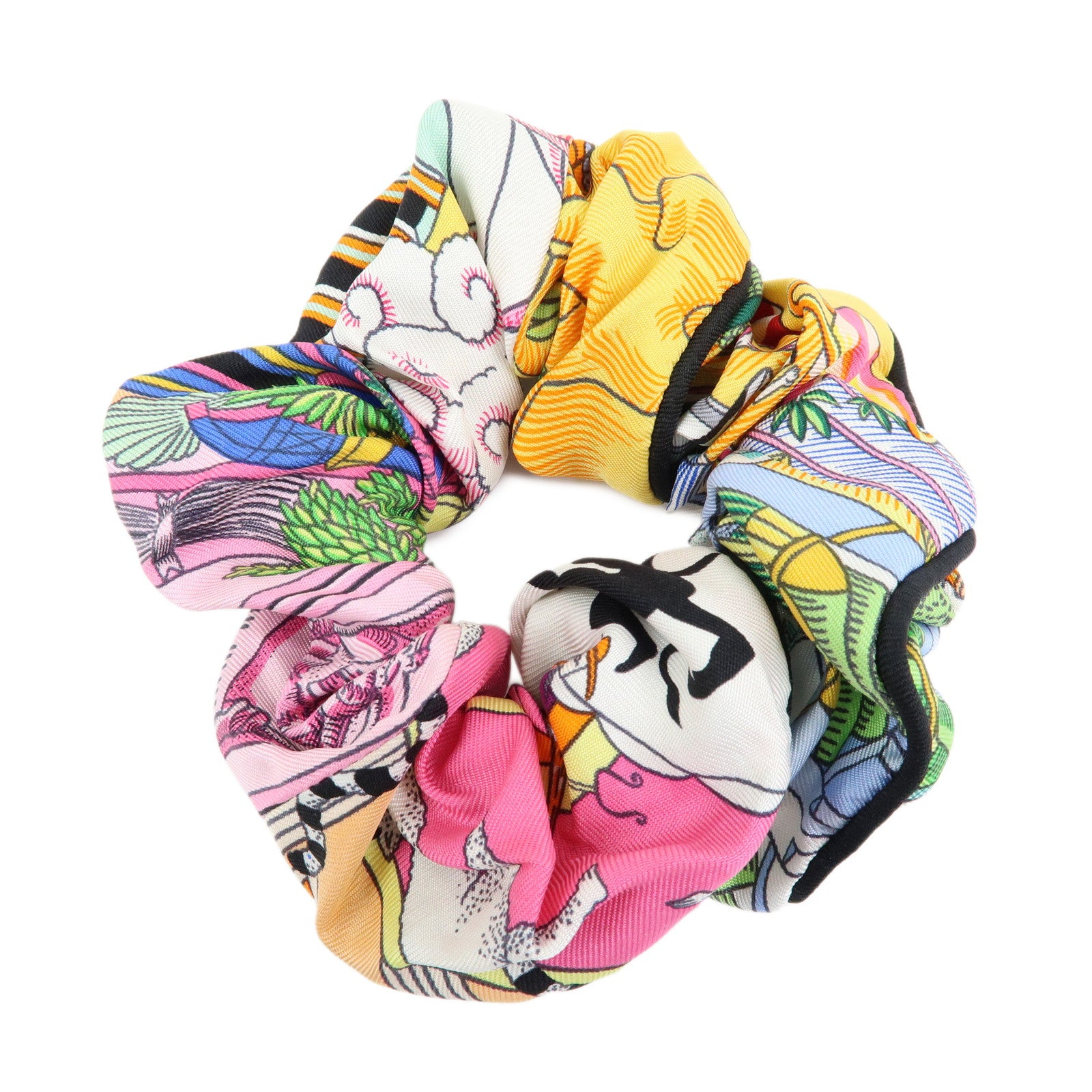 HERMES Silk 100% Claudia Scrunchie Hair Accessory Multicolor