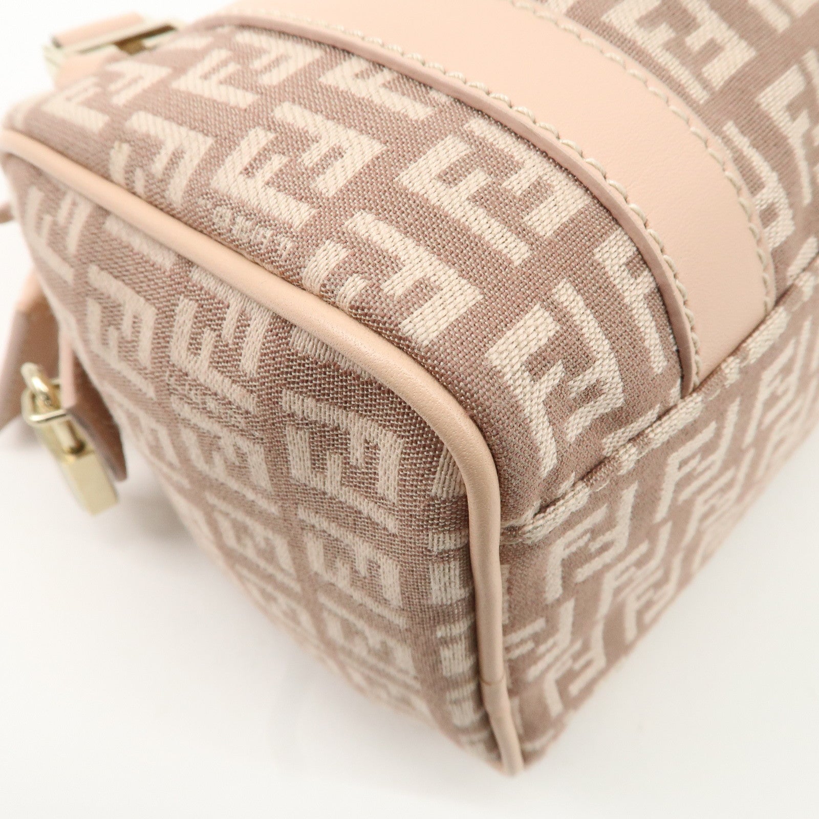 FENDI Zucchino Canvas Leather Mini Boston Bag Pink 8BL071 Used