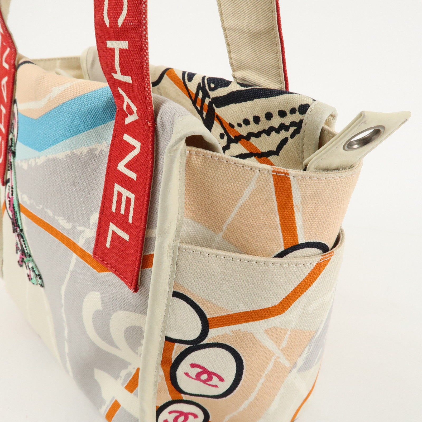 CHANEL Cruise Line Canvas Spangle Paris Map Tote Bag A30833 Used