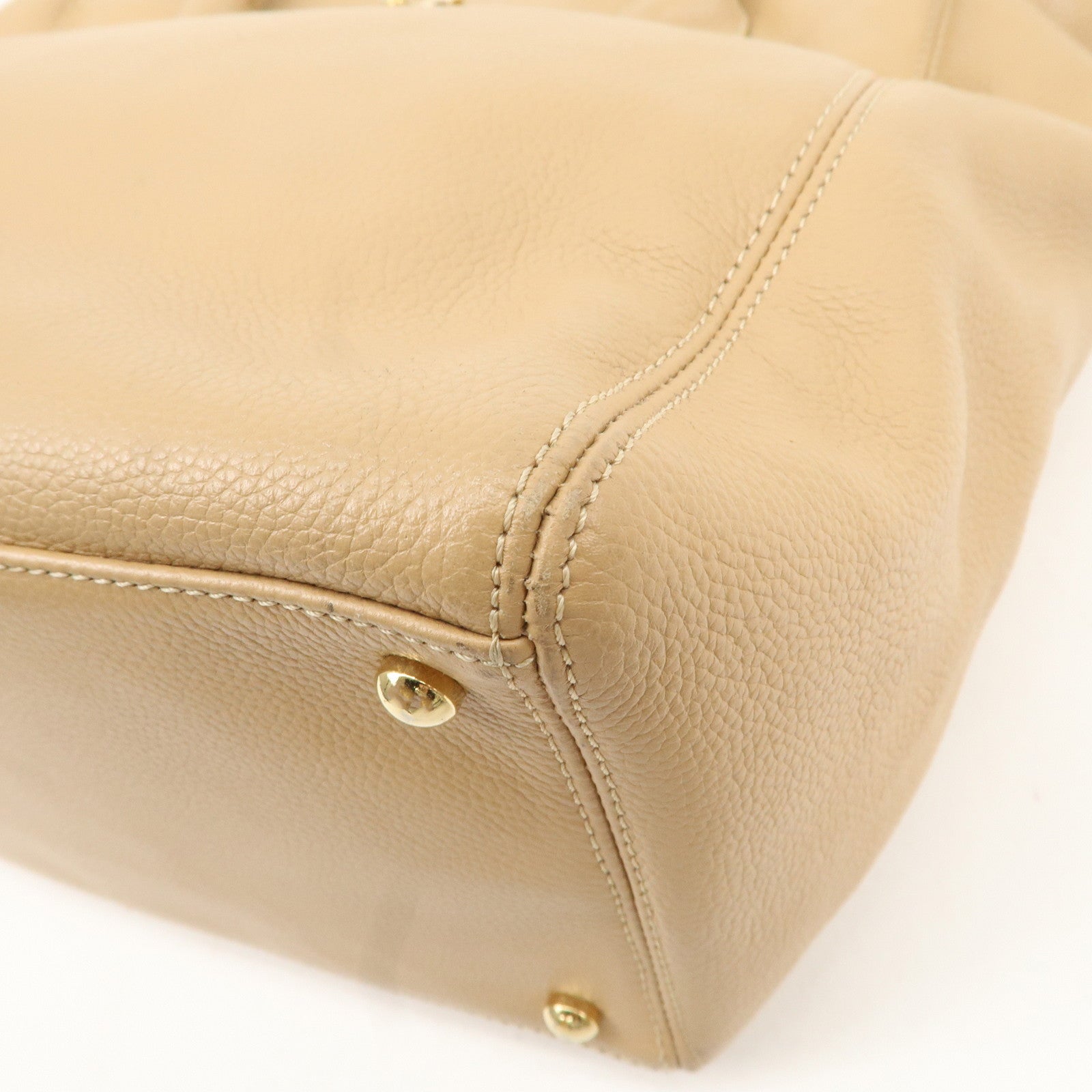 CHANEL COCO Mark Leather Executive Tote Bag Shoulder Bag Beige Used