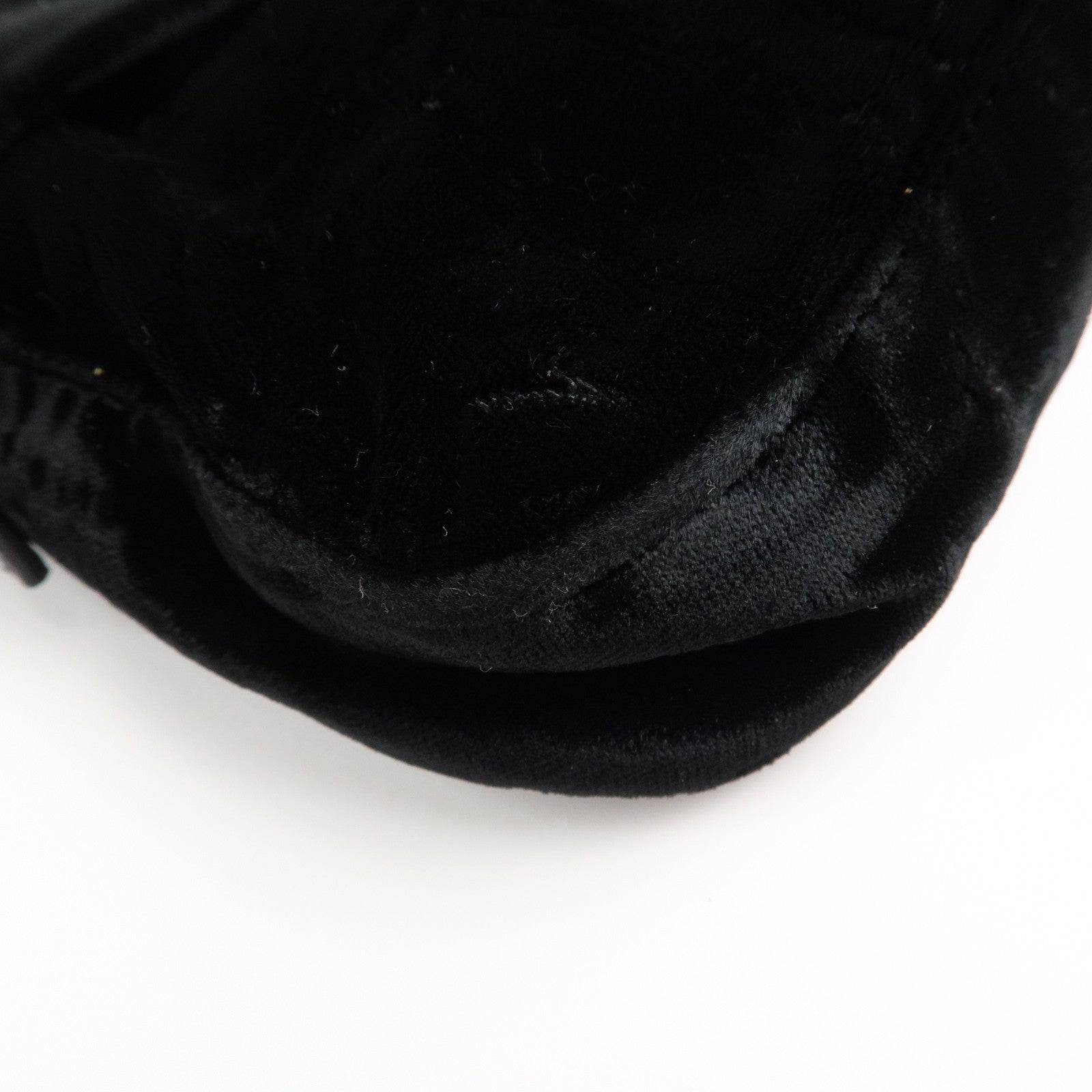 FENDI Mamma Baguette Polyester Leather Shoulder Bag Black 8BR000 Used