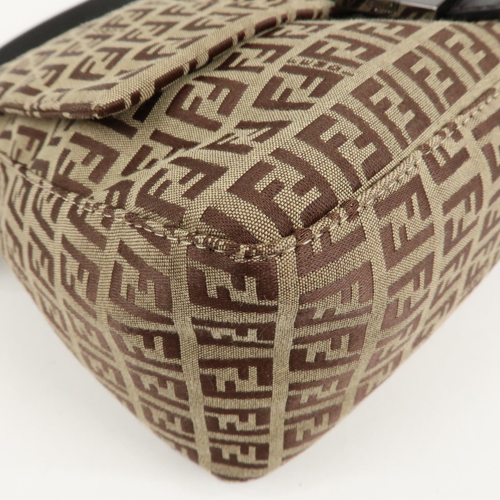 FENDI Zucchino Canvas Leather Mamma Bucket Shoulder Bag 8BR001 Used