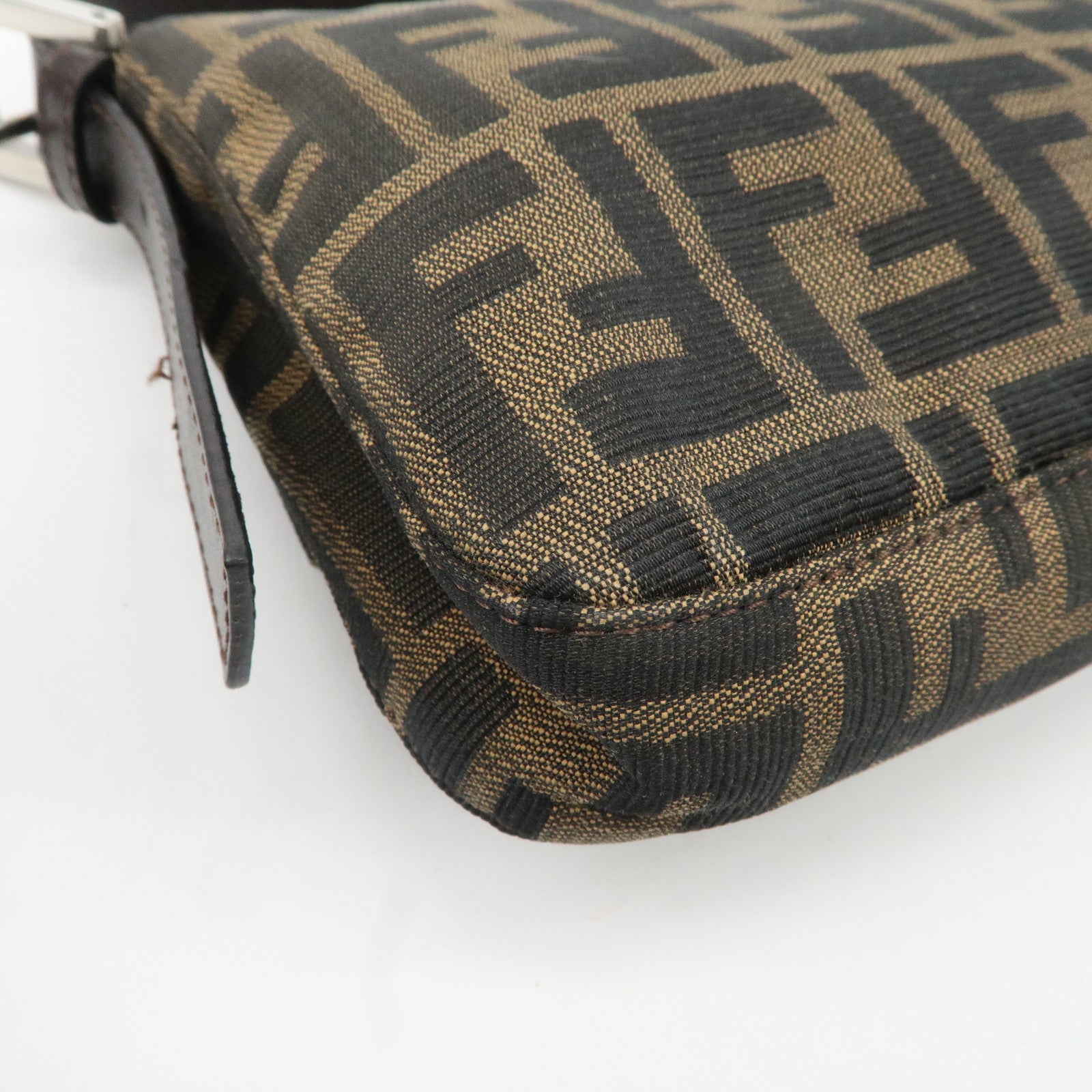 FENDI Mamma Baguette Zucca Canvas Leather Shoulder Bag 26424 Used