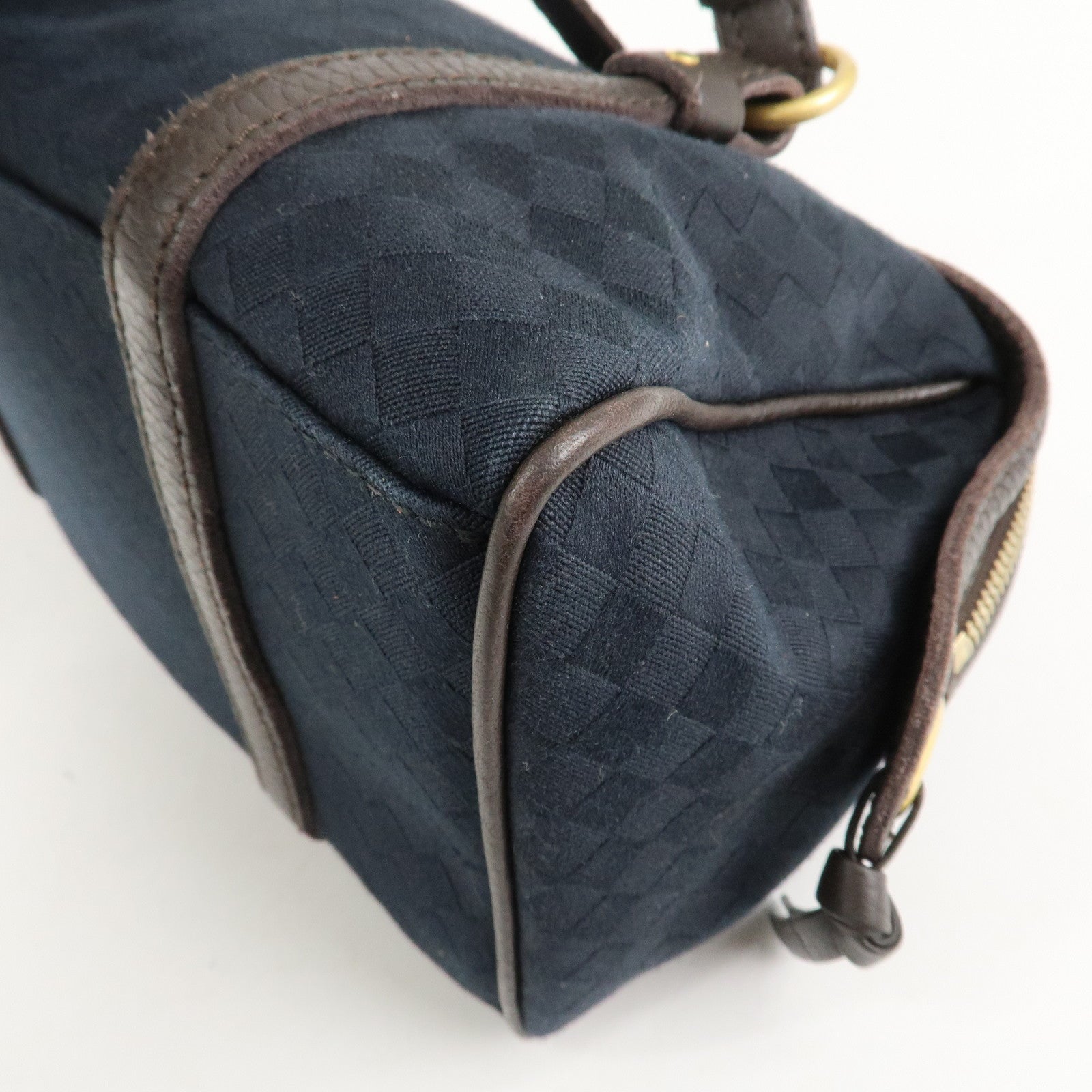 BOTTEGA VENETA Intrecciato Canvas Leather Mini Boston Bag 142470 Used