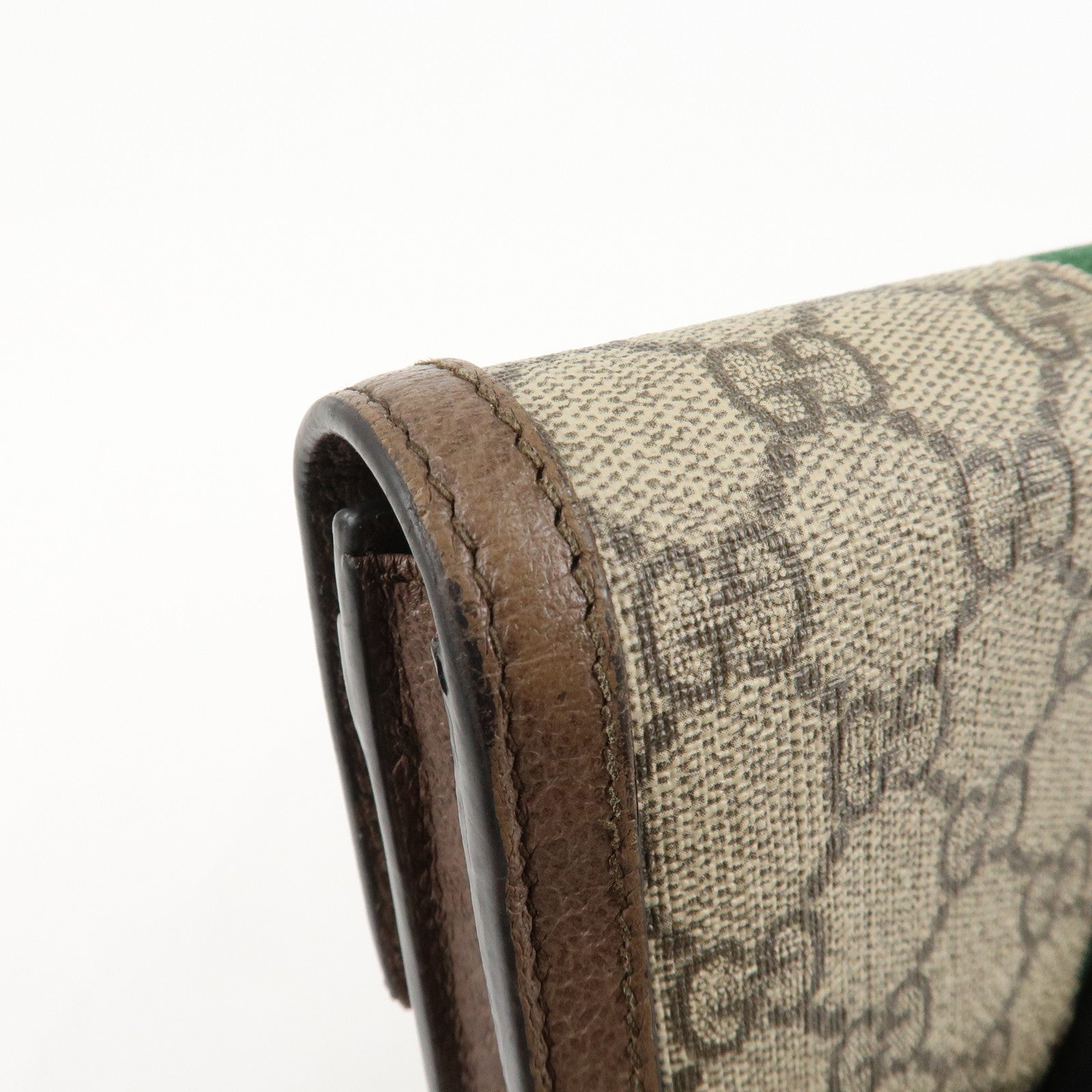 GUCCI Ophidia Sherry GG Supreme Leather Bi-fold Long Wallet 523153 Used