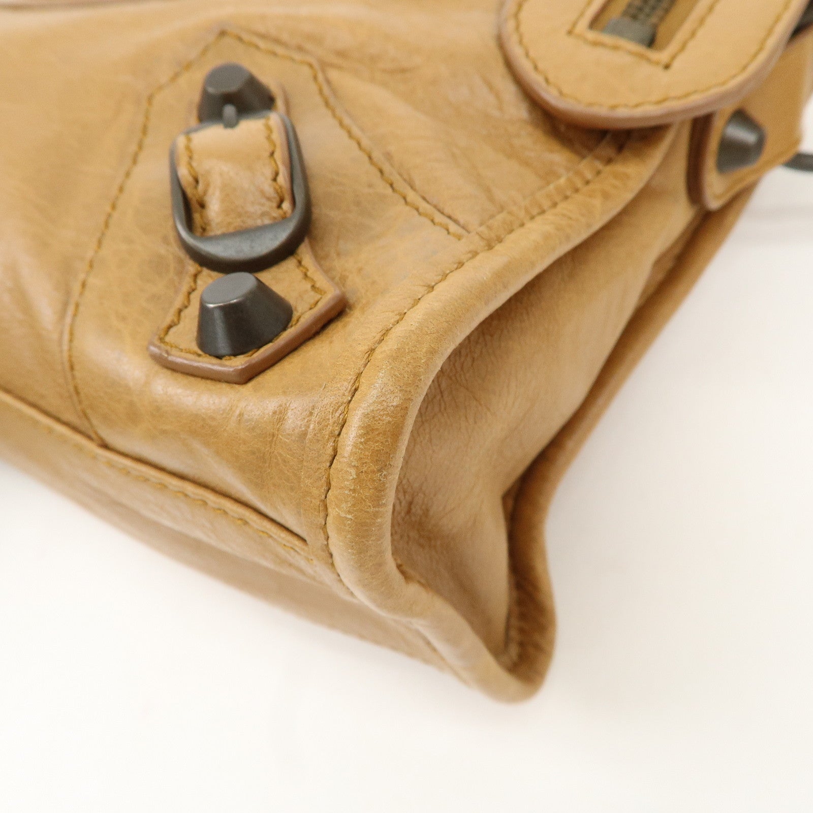 BALENCIAGA Mini City Leather Classic 2Way Bag Brown 300295 Used