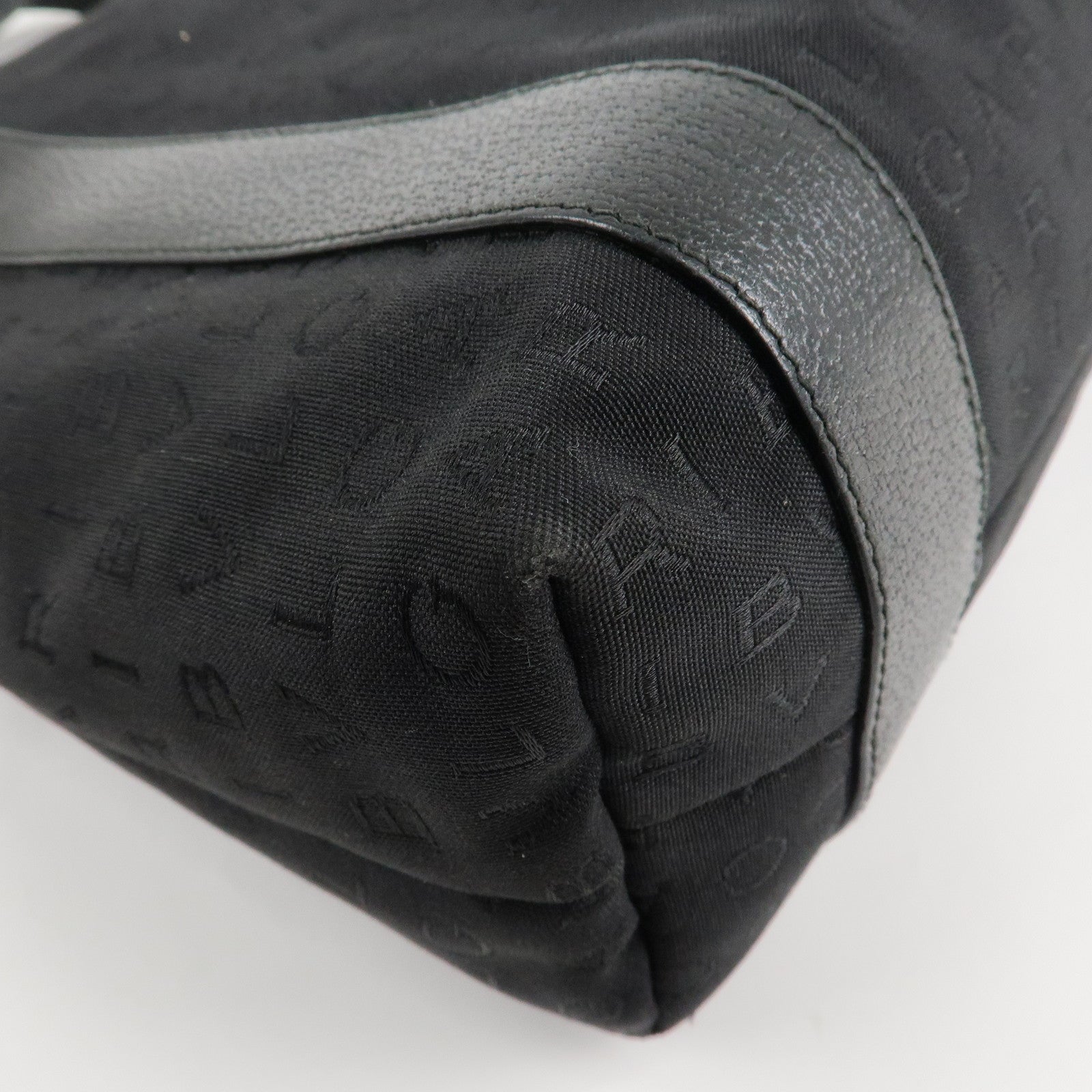 BVLGARI Logo Mania Canvas Leather Hand Bag Tote Bag Black Used