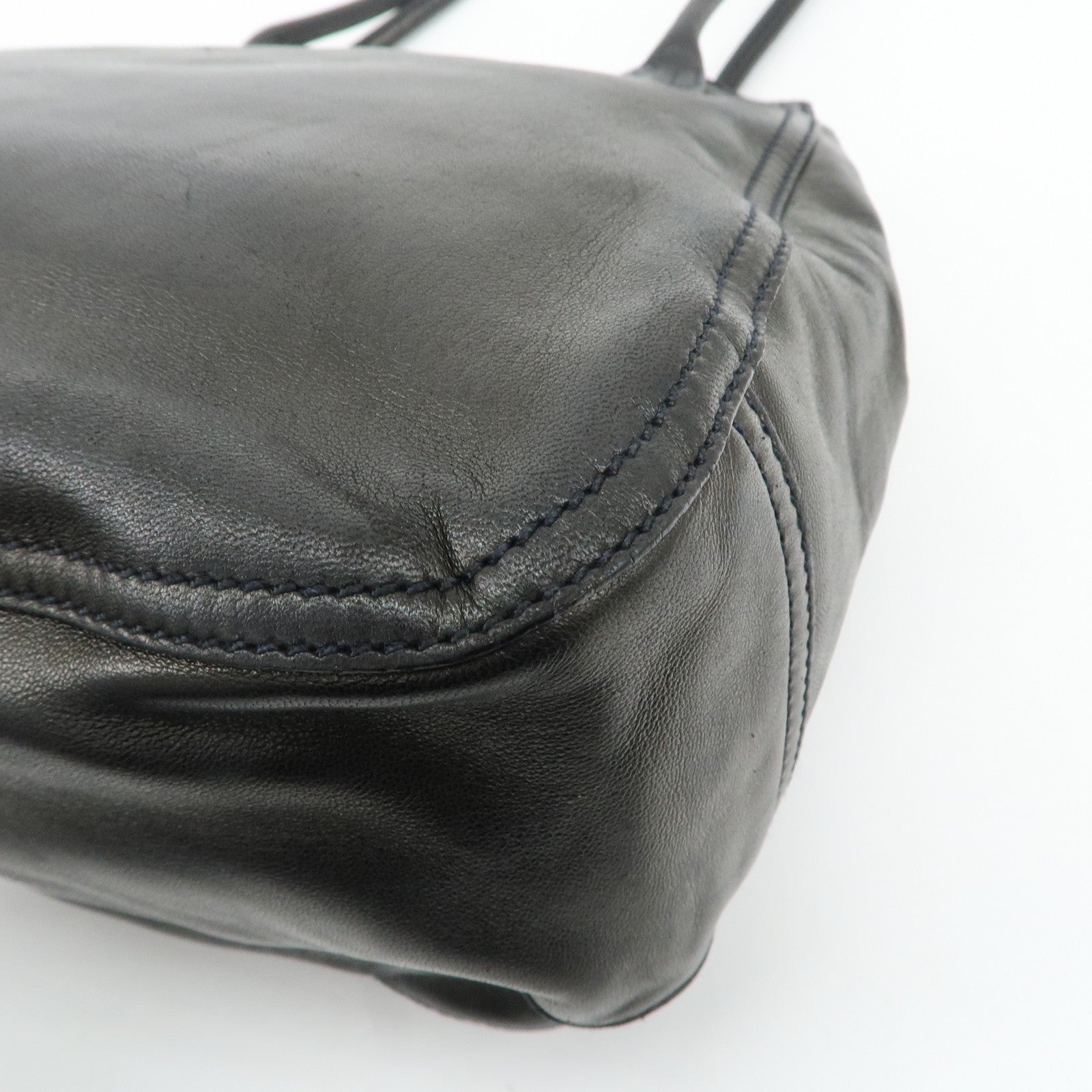 PRADA Leather Tote Bag Black Used