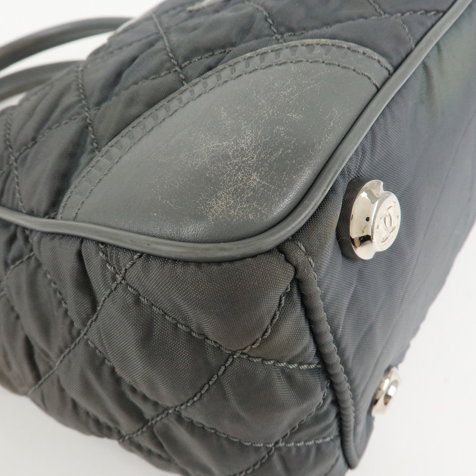 CHANEL Paris New York Line Wild Stitch Nylon Leather Tote Bag Used