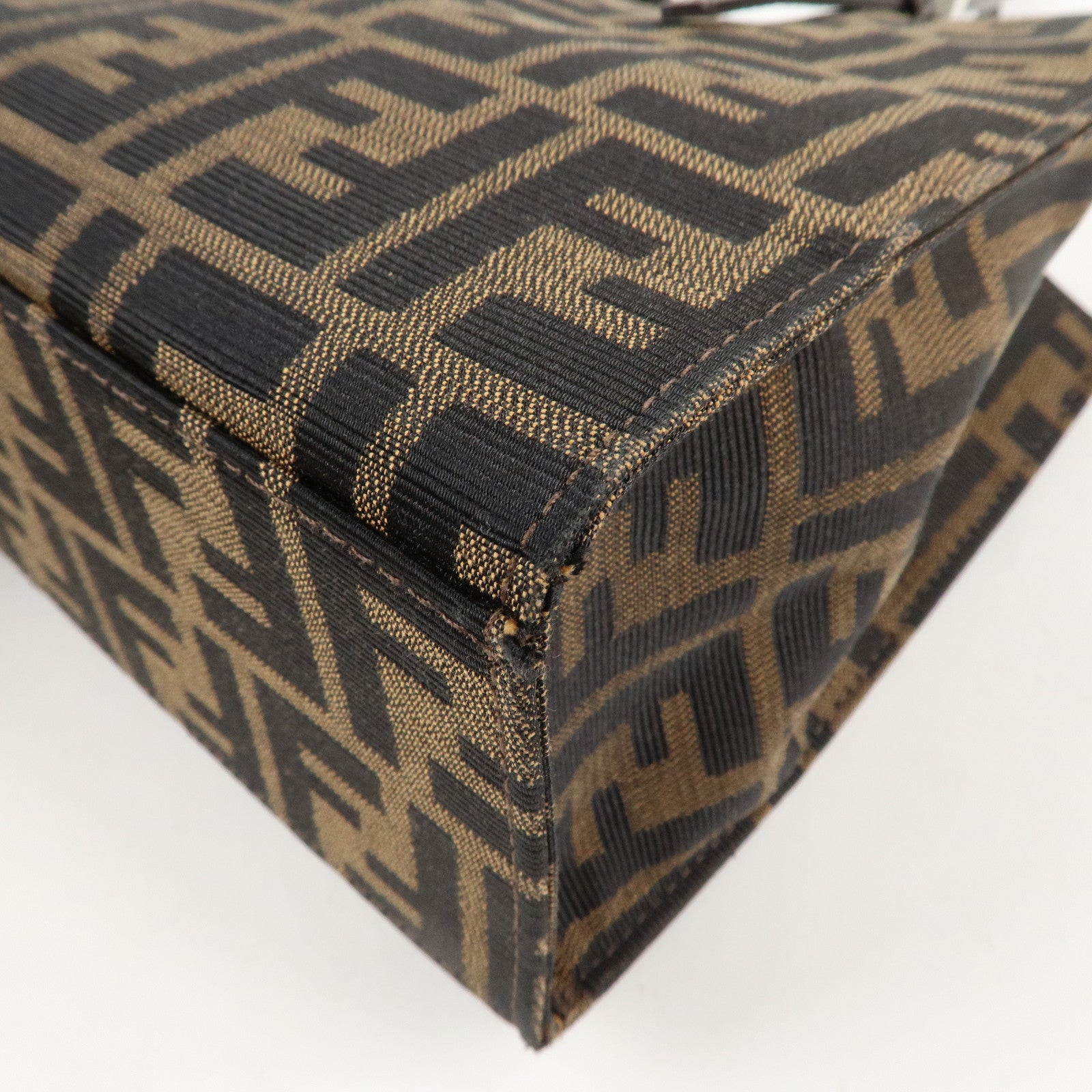 FENDI Zucca Canvas Leather Shoulder Bag Brown Black 15808 Used