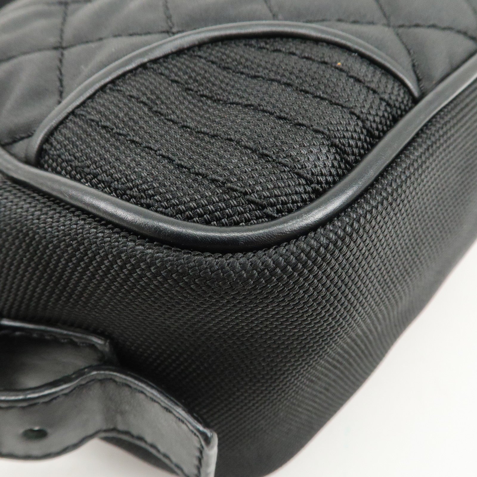 CHANEL Sports Matelasse Nylon Canvas COCO Mark Shoulder Bag Black Used