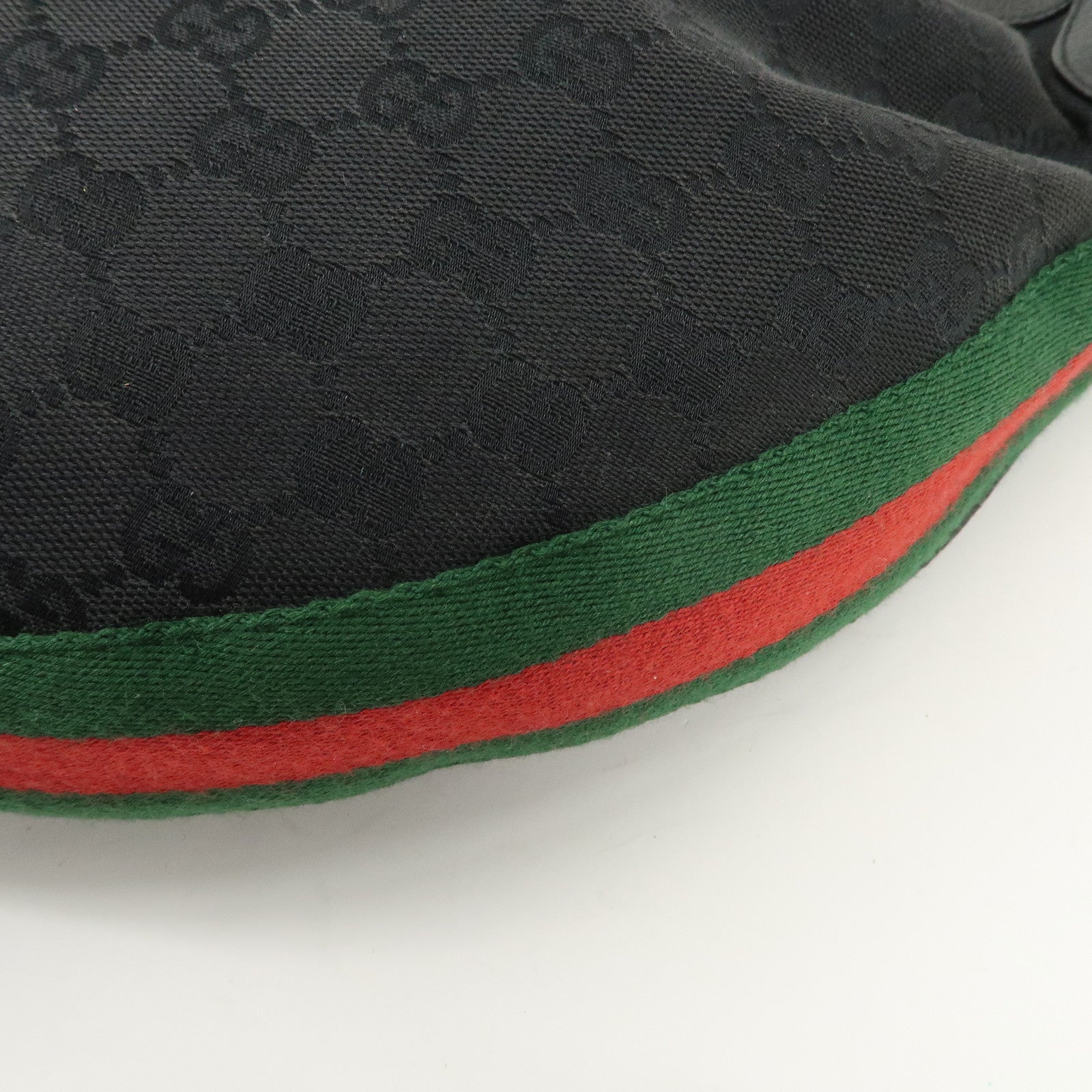 GUCCI Bamboo Sherry GG Canvas Leather Shoulder Bag Black 131036 Used