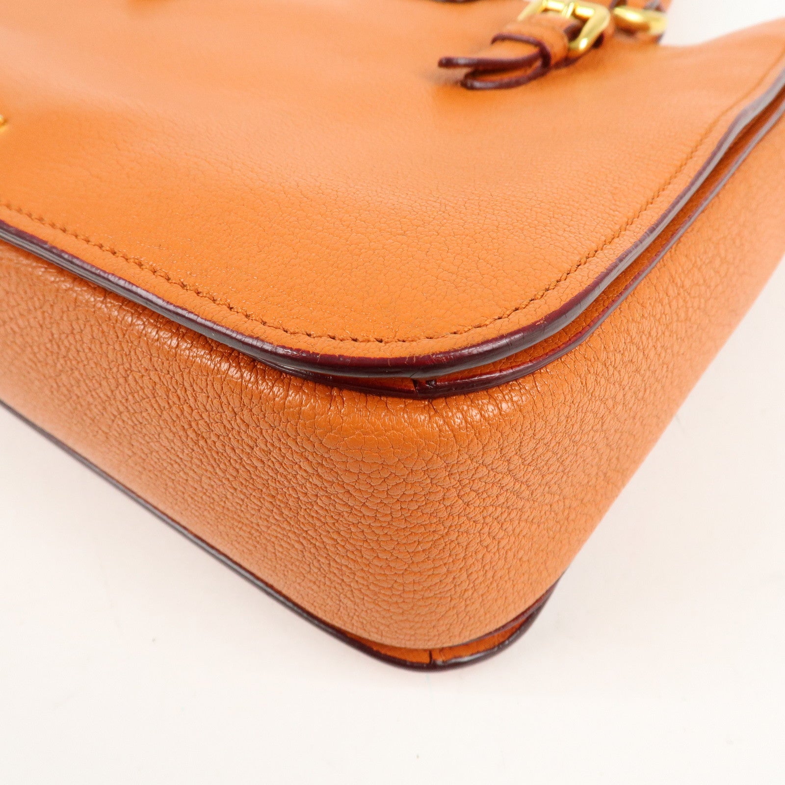 MIU MIU Madras Leather 2WAY Bag Hand Bag Orange RN0799 Used