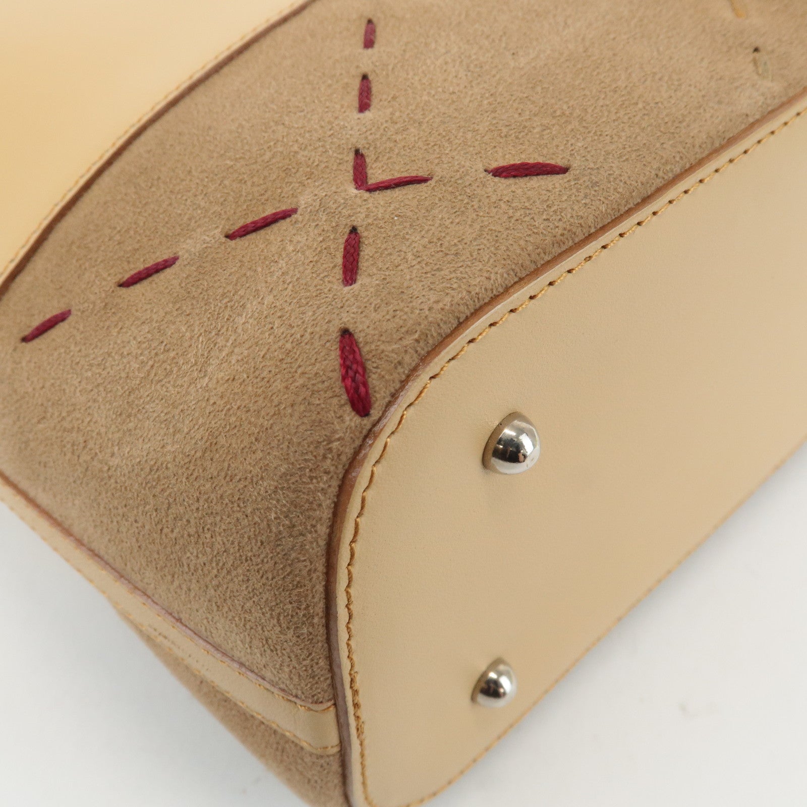 BURBERRY London Leather Suede Tote Bag Hand Bag Beige Used