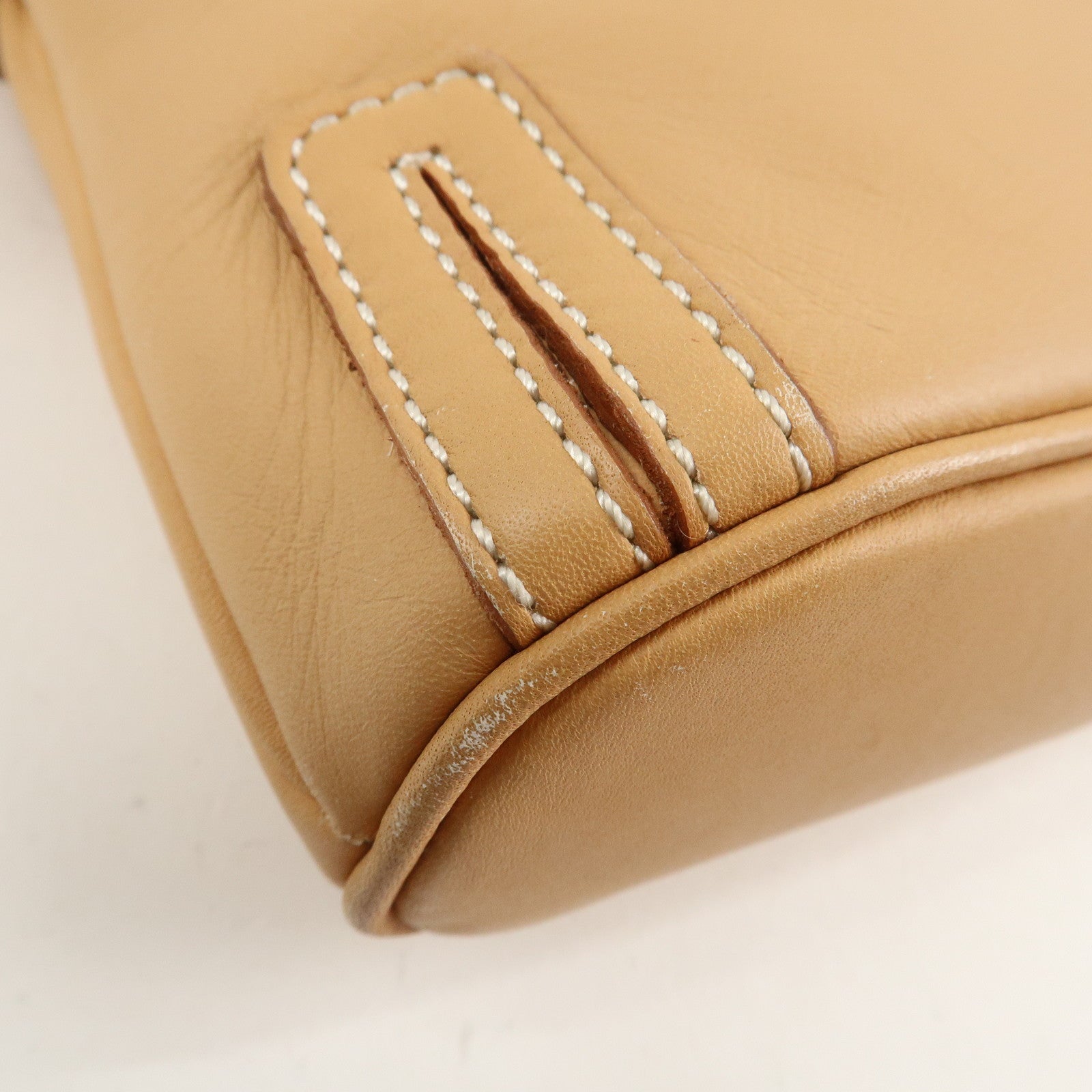 BURBERRY Leather Shoulder Bag Crossbody Bag Beige Used
