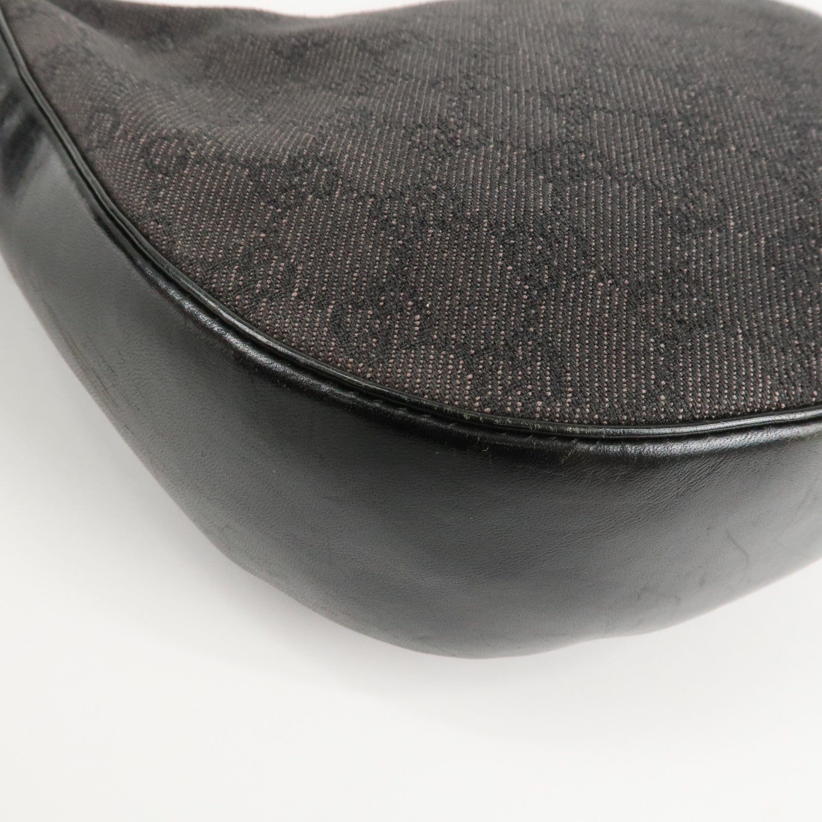 GUCCI GG Denim Leather Shoulder Bag Dark Brown 101682 Used