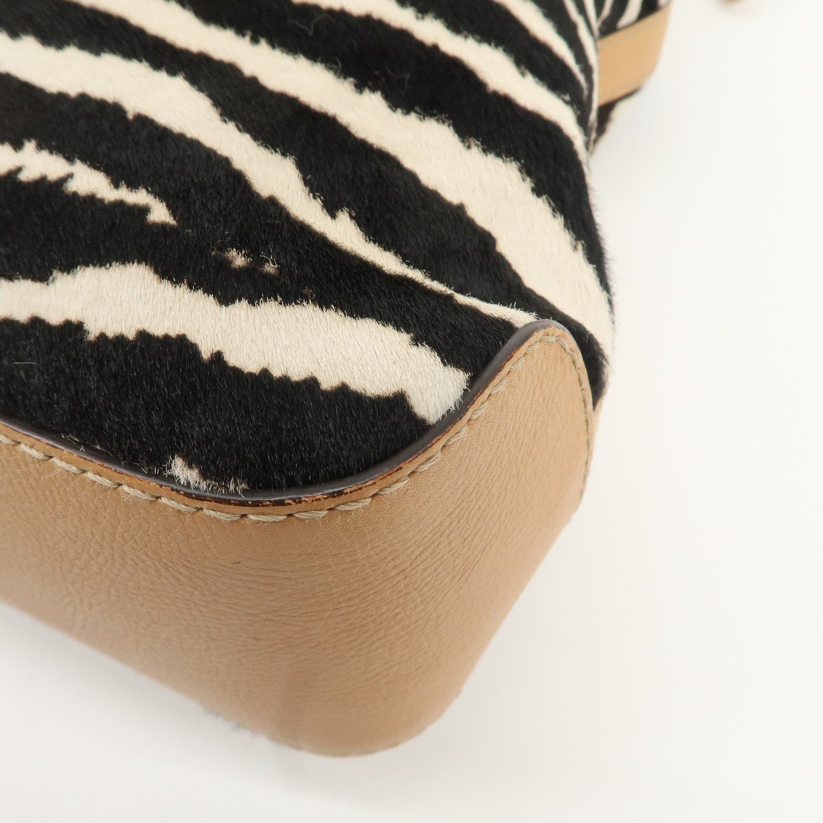 GUCCI Haraco Leather One Shoulder Bag Zebra 257026 Used