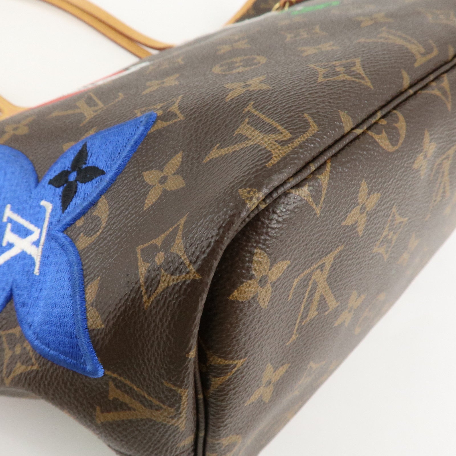 Louis Vuitton Monogram Patches Neverfull MM Tote Bag Pouch M43988 Used