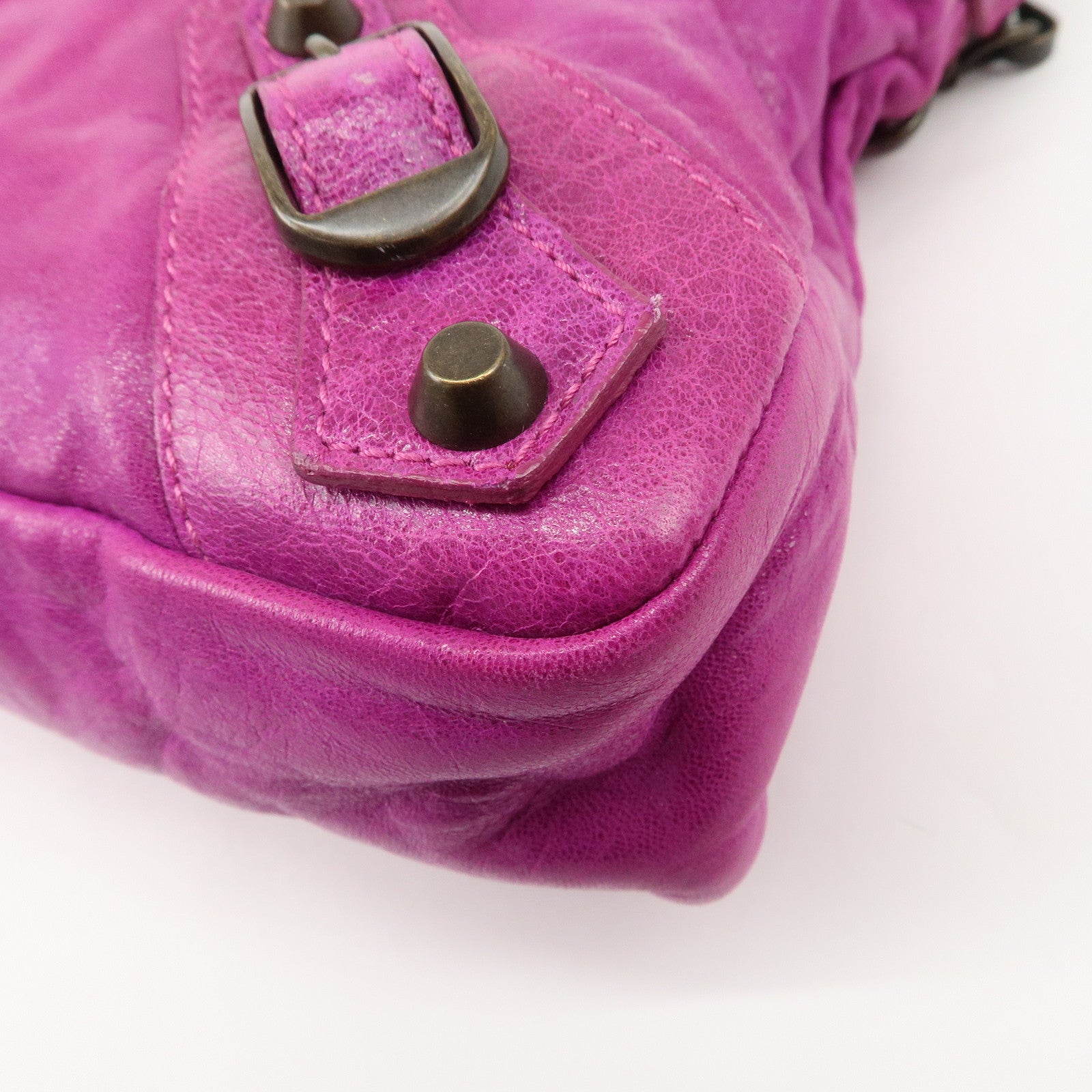 BALENCIAGA The First Leather 2Way Bag Hand Bag Pink 103208 Used