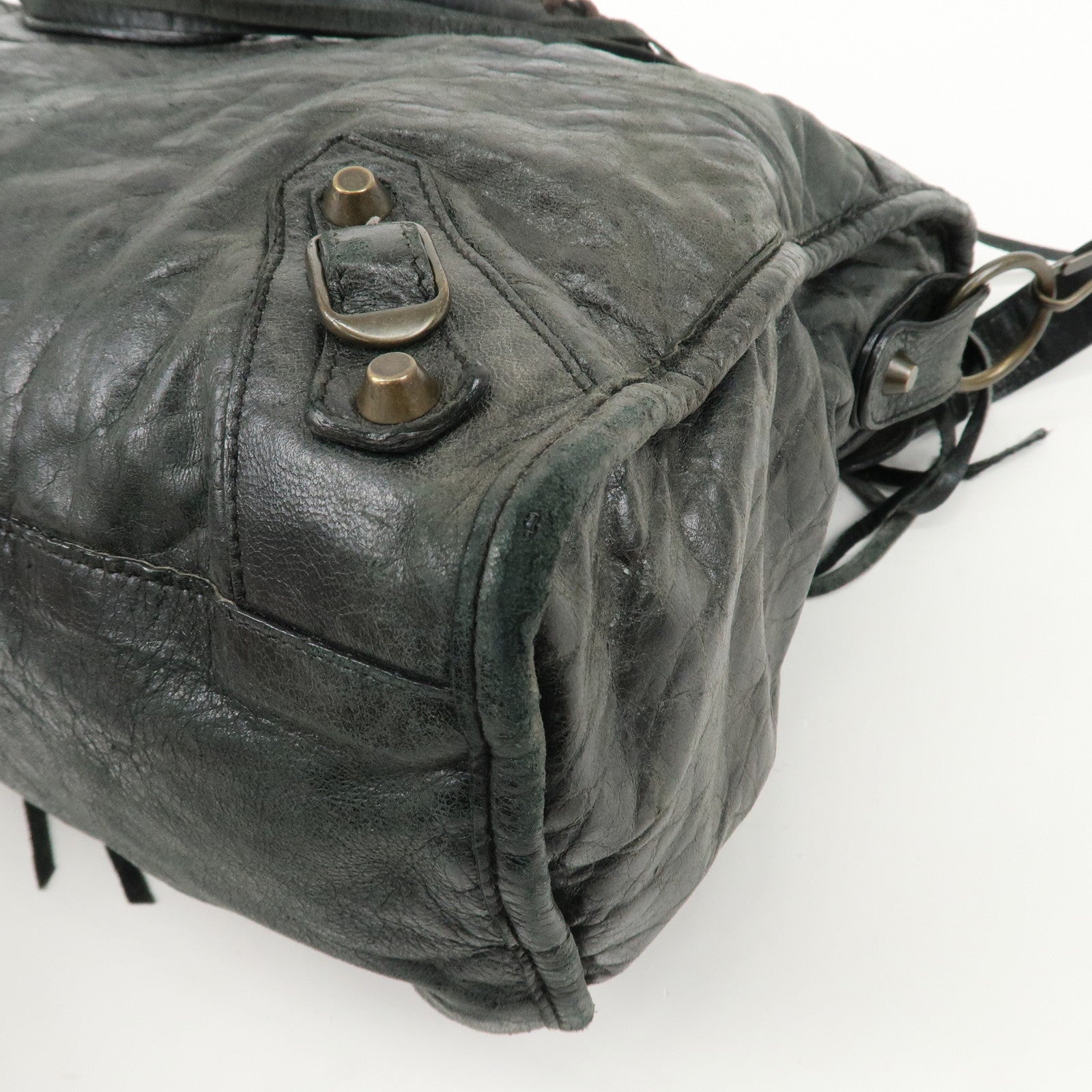 BALENCIAGA The City Leather 2Way Bag Hand Bag Black 115748 Used
