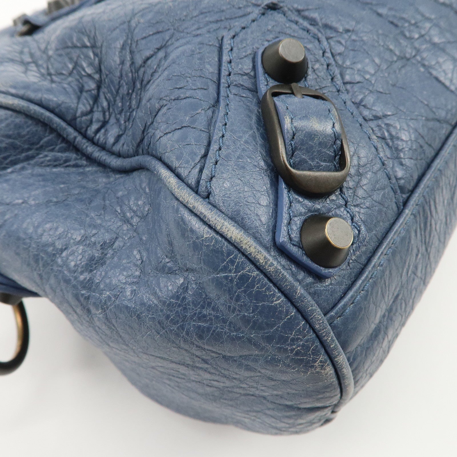 BALENCIAGA Classic Mini Twiggy Leather 2Way Bag Blue 327103 Used