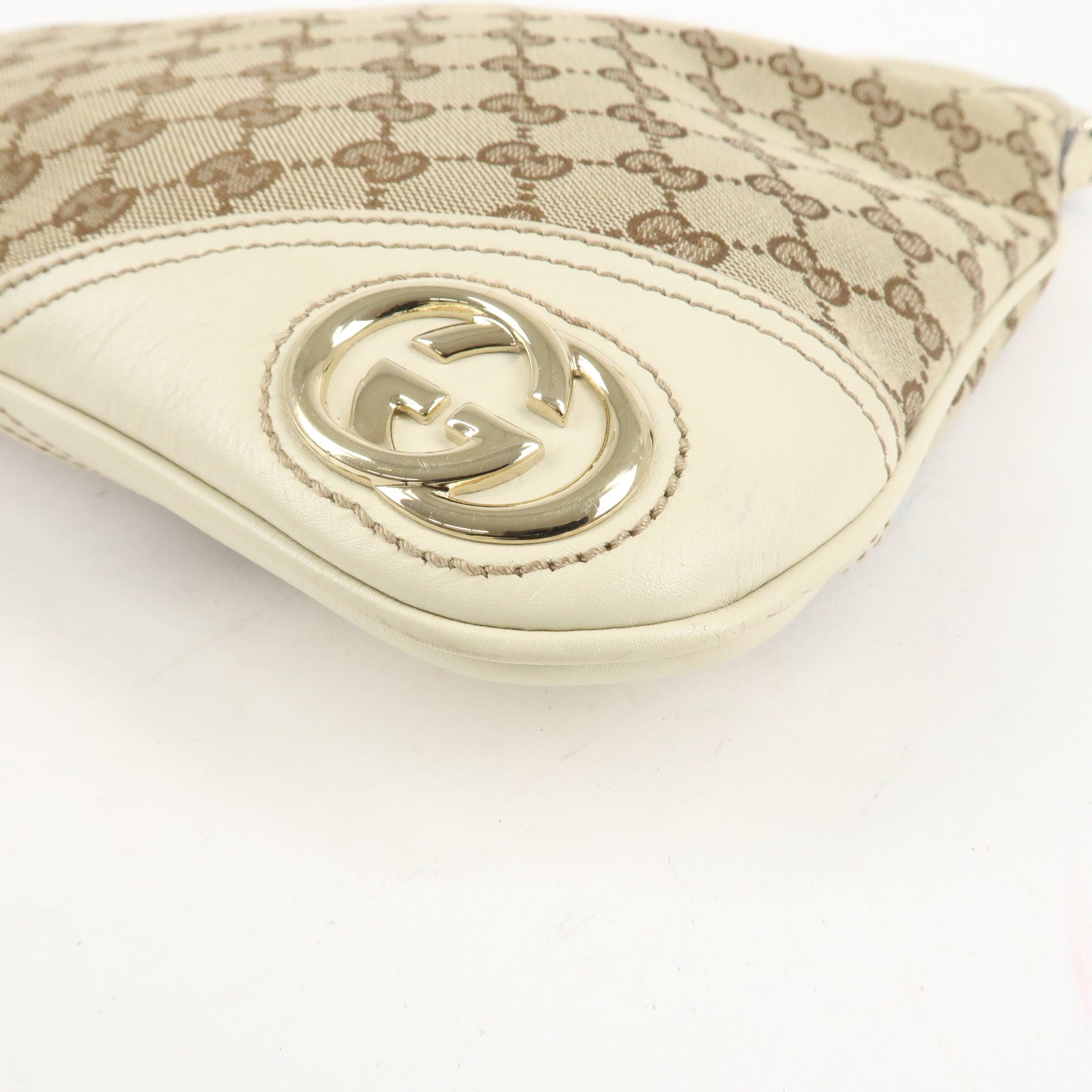 GUCCI New Britt GG Canvas Leather Shoulder Bag Beige Ivory 169947 Used
