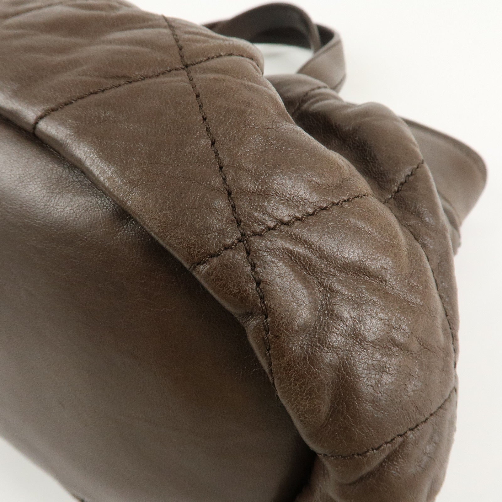 CHANEL Matelasse Leather Hand Bag Tote Bag Brown Used