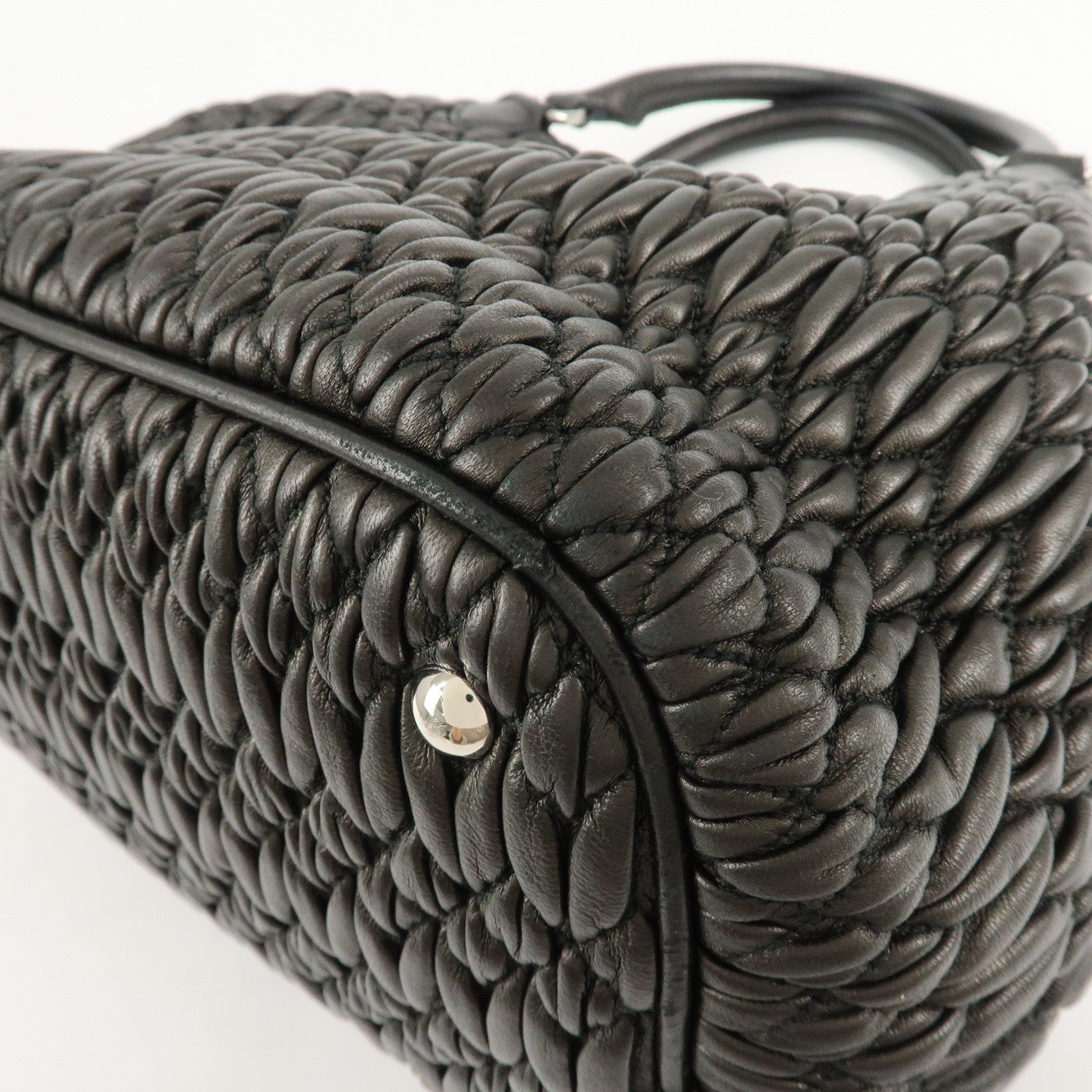 MIU MIU Matelasse Leather 2WAY Bag Hand Bag Black RN0896 Used