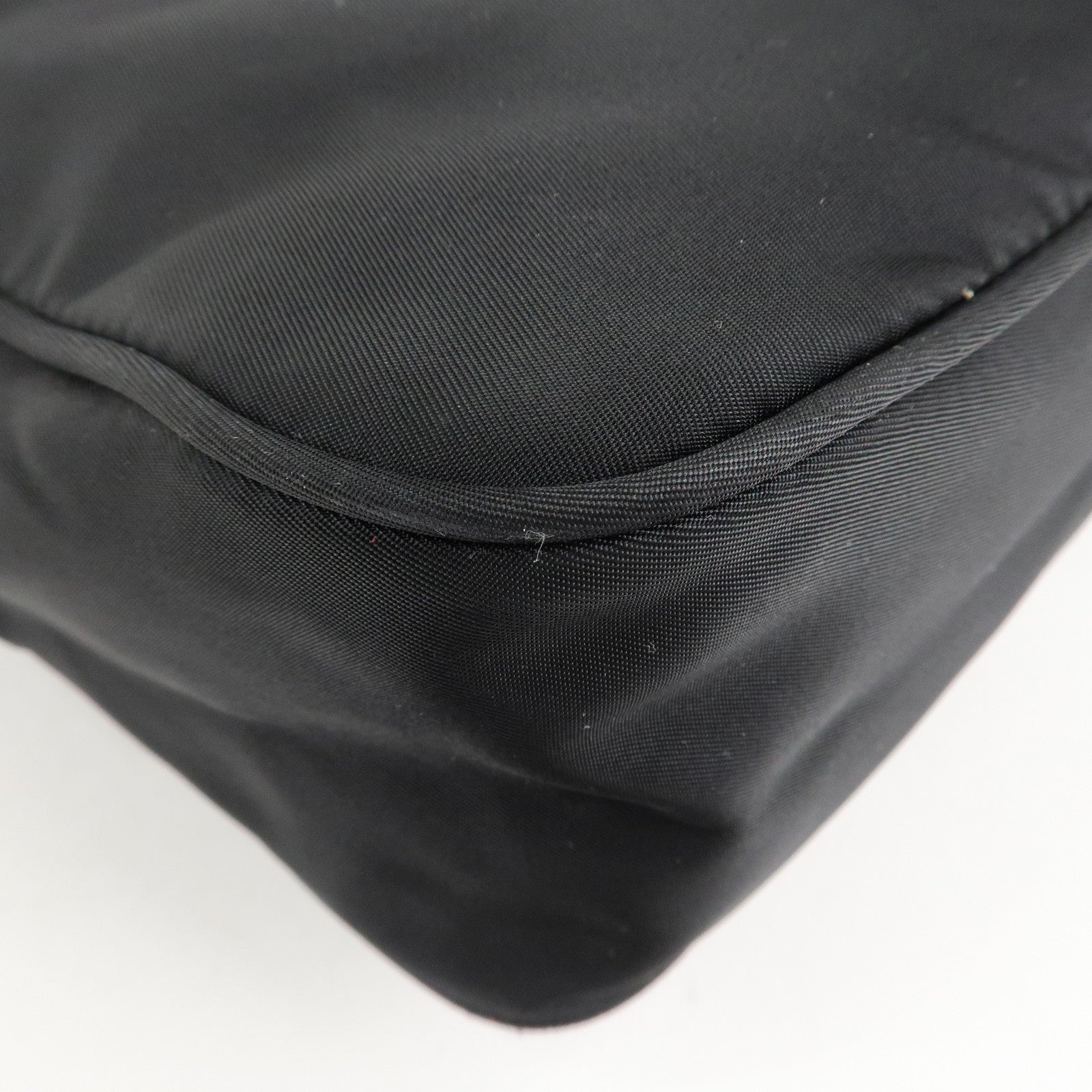 PRADA Logo Nylon Leather Shoulder Bag Crossbody Bag Black Used