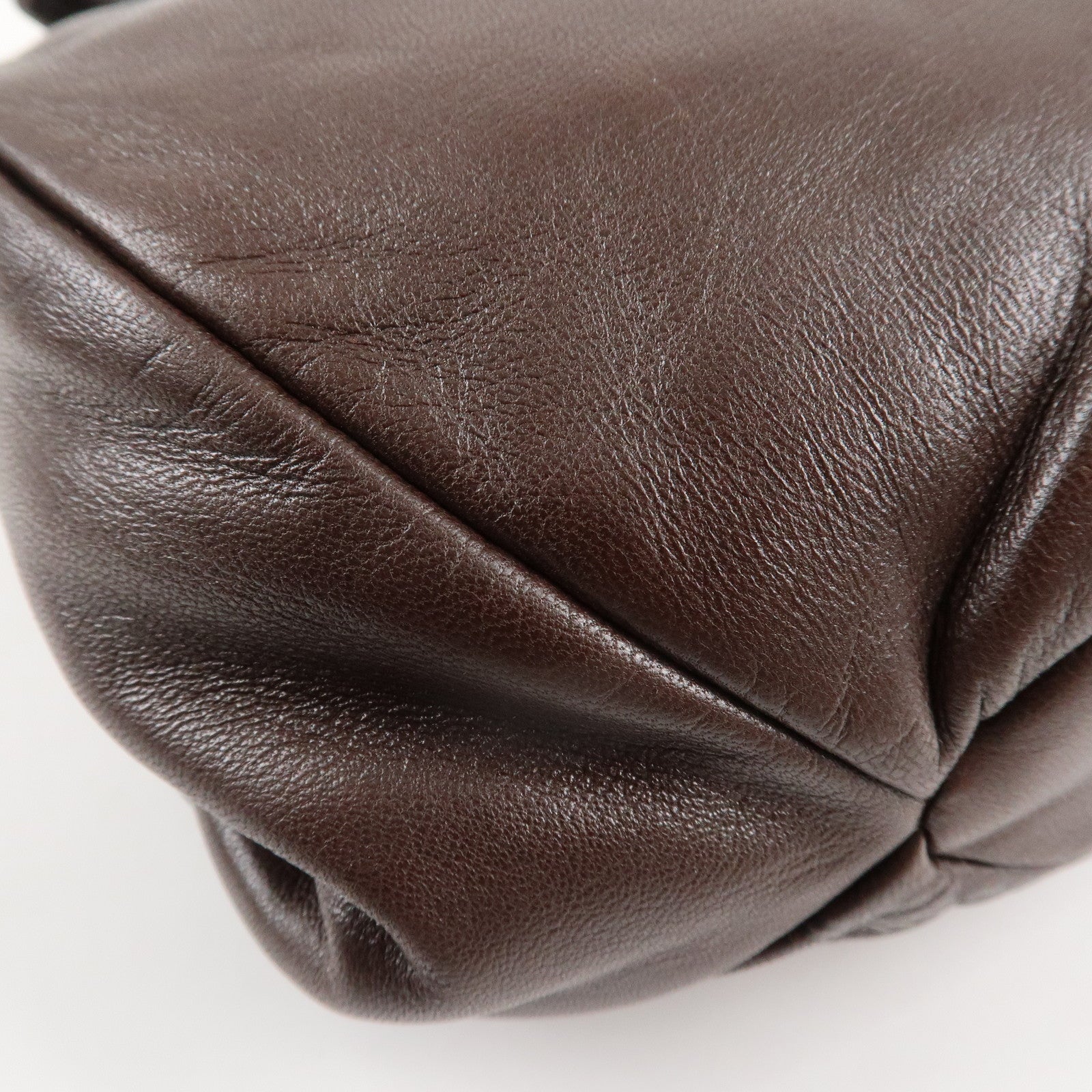 LOEWE Anagram Leather Clasp Shoulder Bag Hand Bag Brown Used