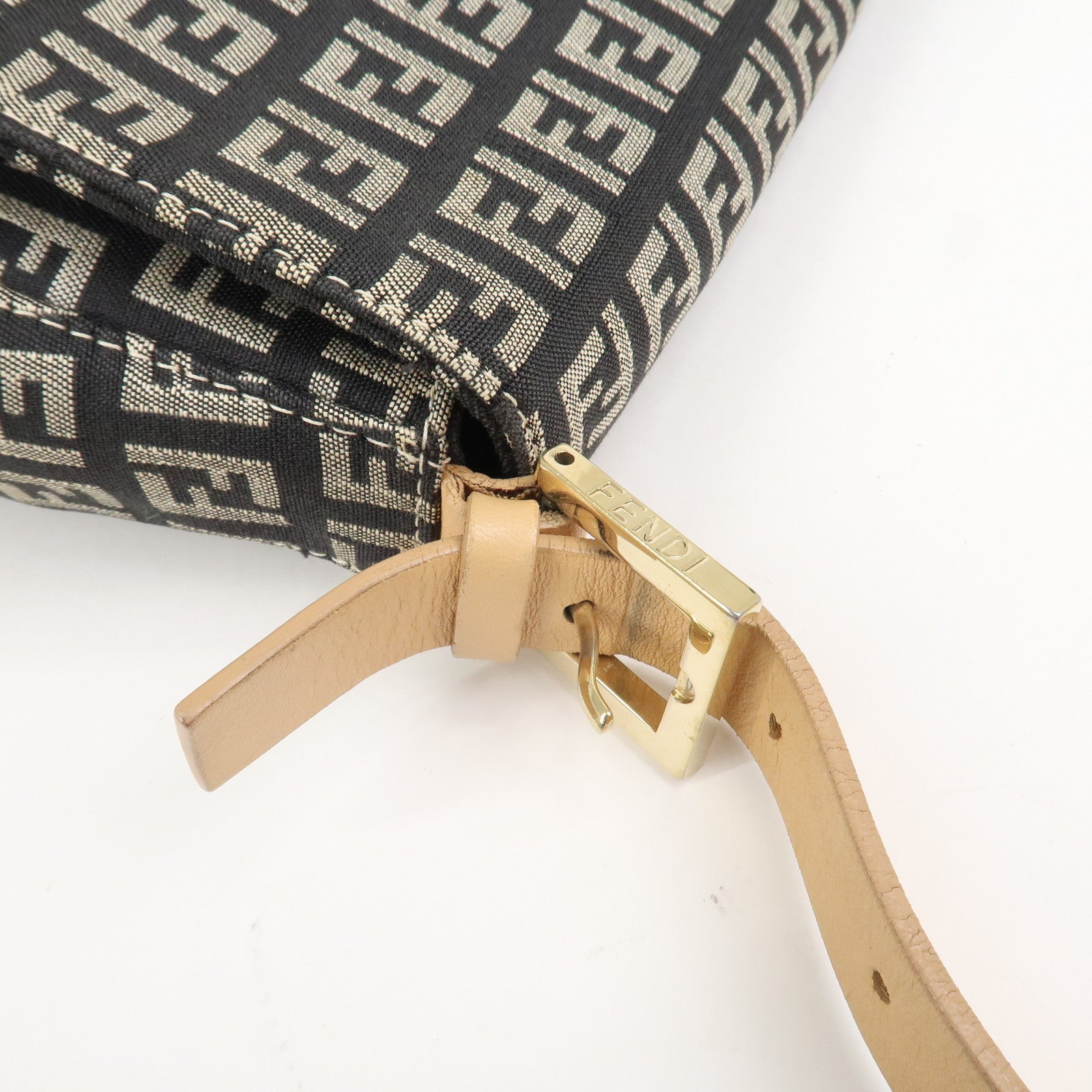 FENDI Mamma Baguette Canvas Leather Shoulder Bag 8BR001