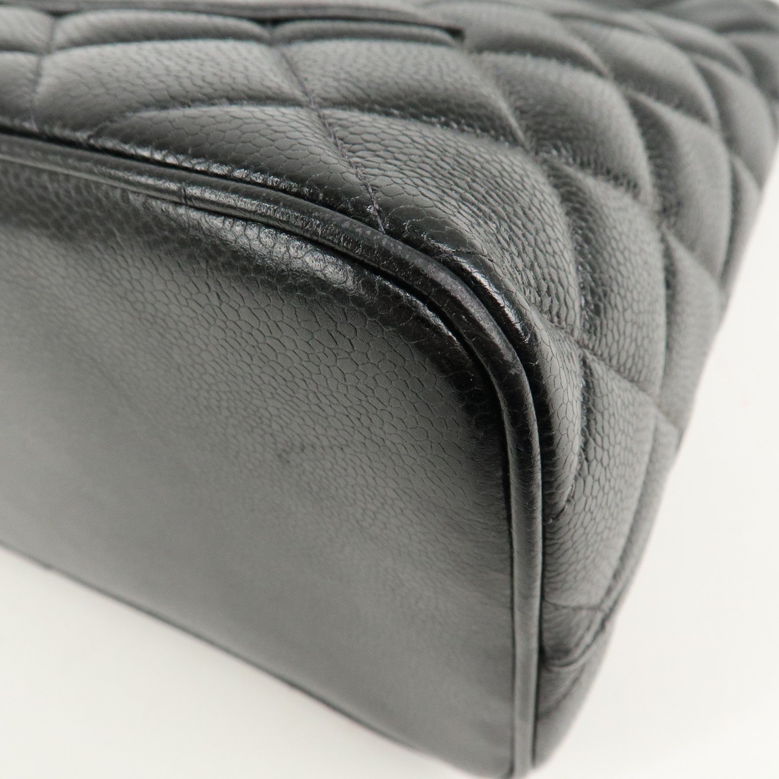 CHANEL Caviar Skin Matelasse Tote Bag Hand bag Black A01804 Used