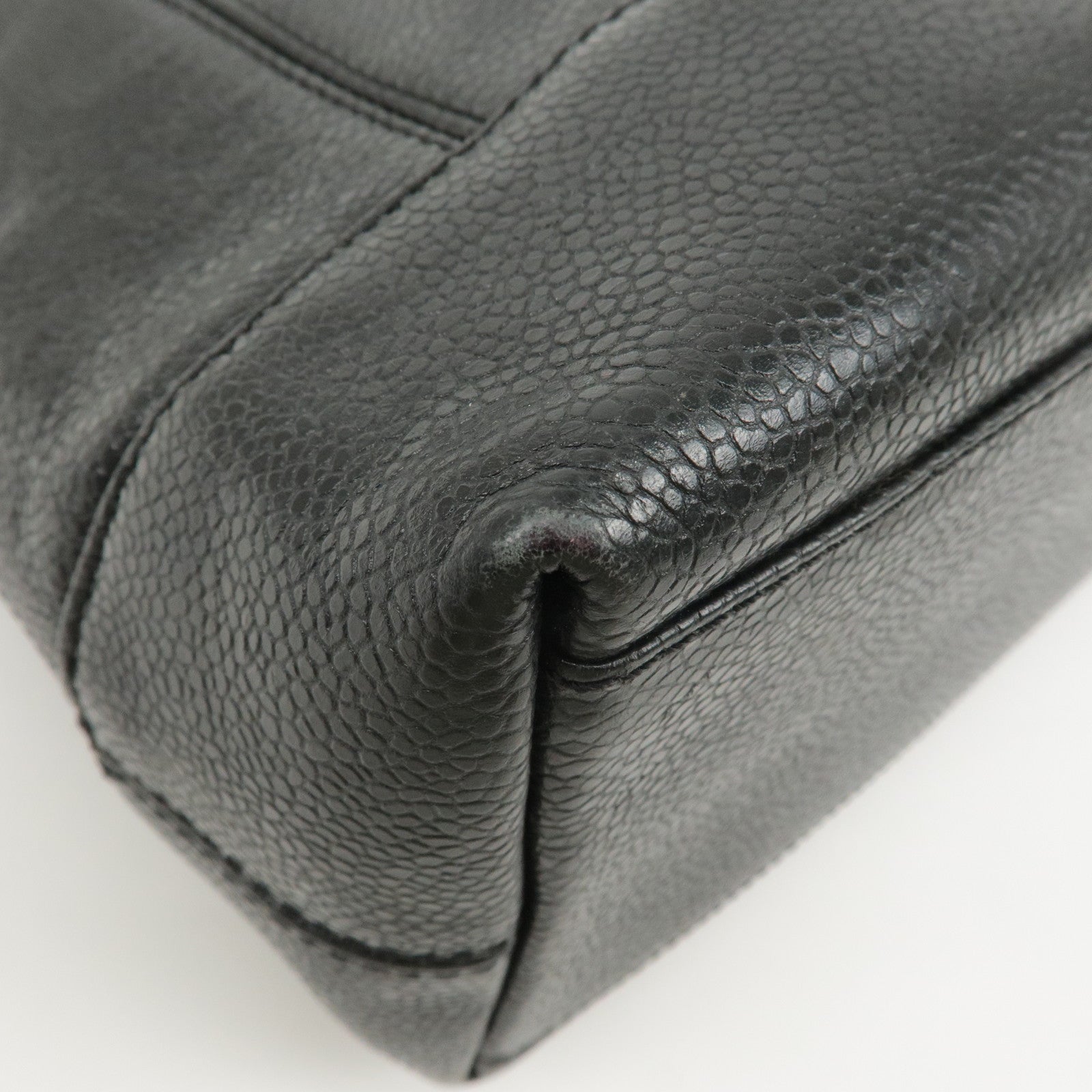 CHANEL Caviar Skin Tote Bag Shoulder Bag Hand Bag Black Used