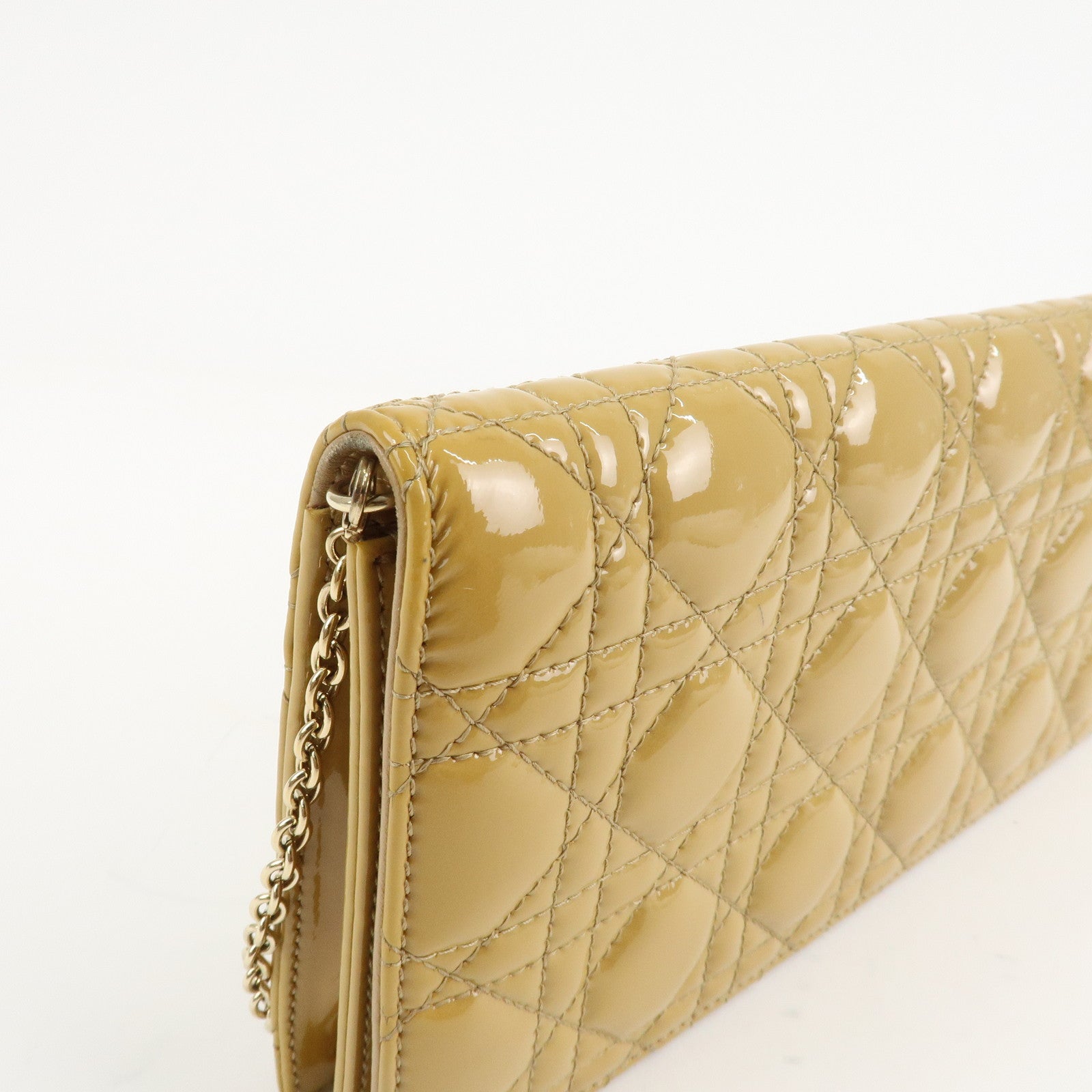 Christian Dior New Lock Cannage Patent Leather Chain Shoulder Bag Used