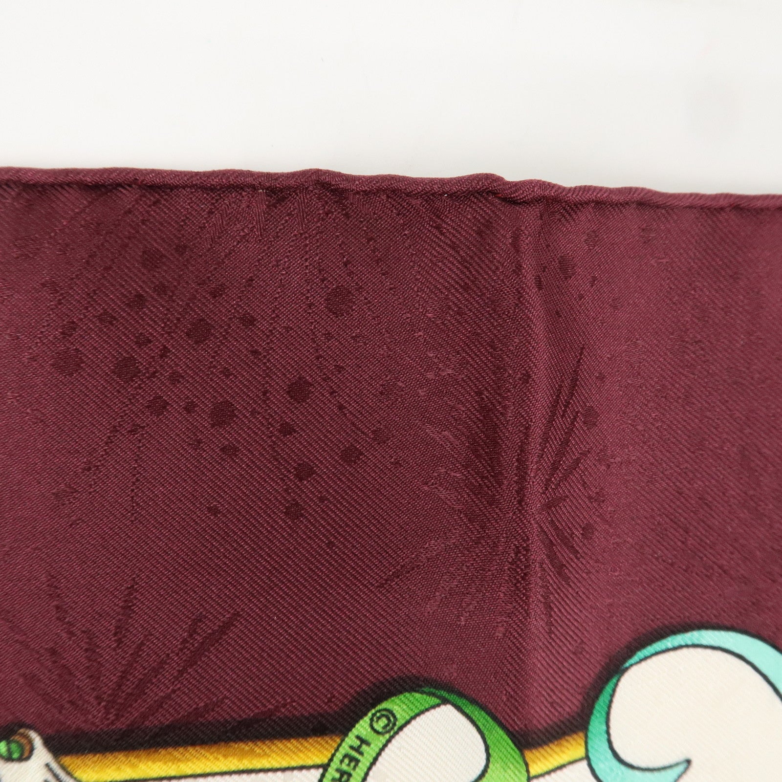 HERMES Carre 90 Silk 100% Scarf LUNA PARK Wine Red White Yellow Used