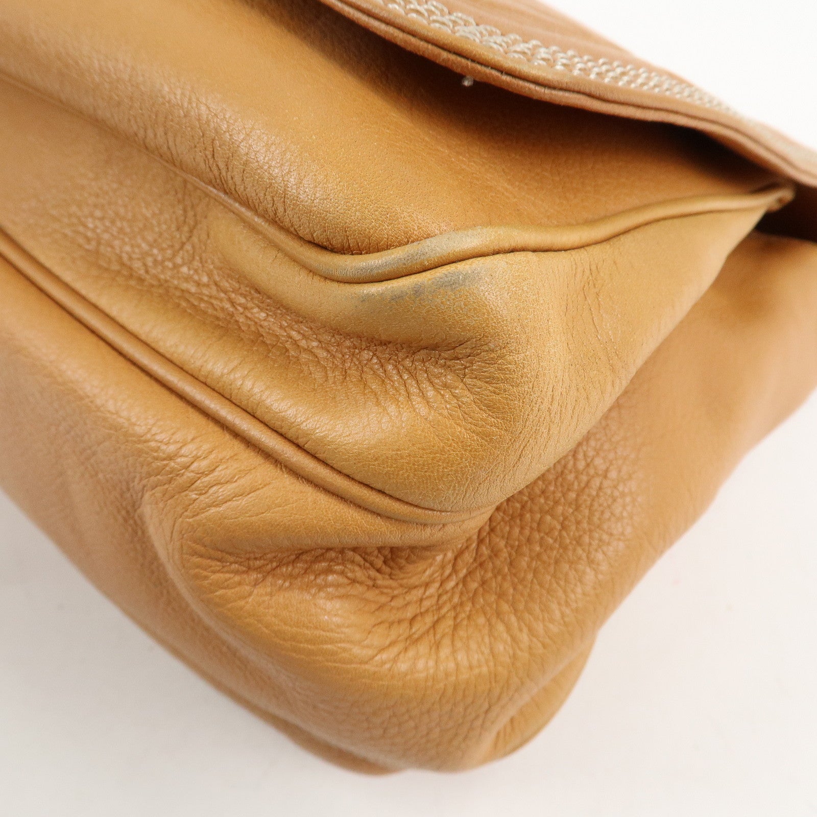 LOEWE Anagram Leather Shoulder Bag Crossbody Bag Brown Used
