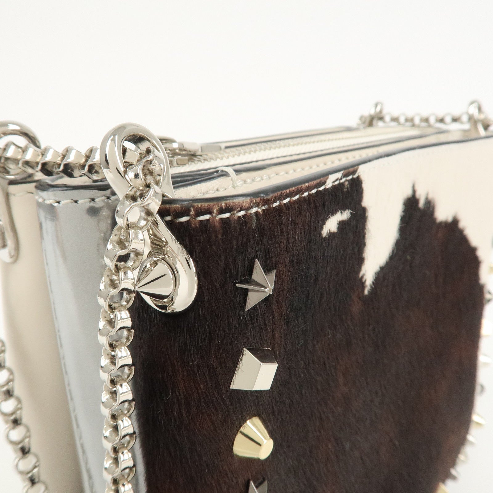 Christian Louboutin Chain Shoulder Bag Red Sole Pony Studs Used