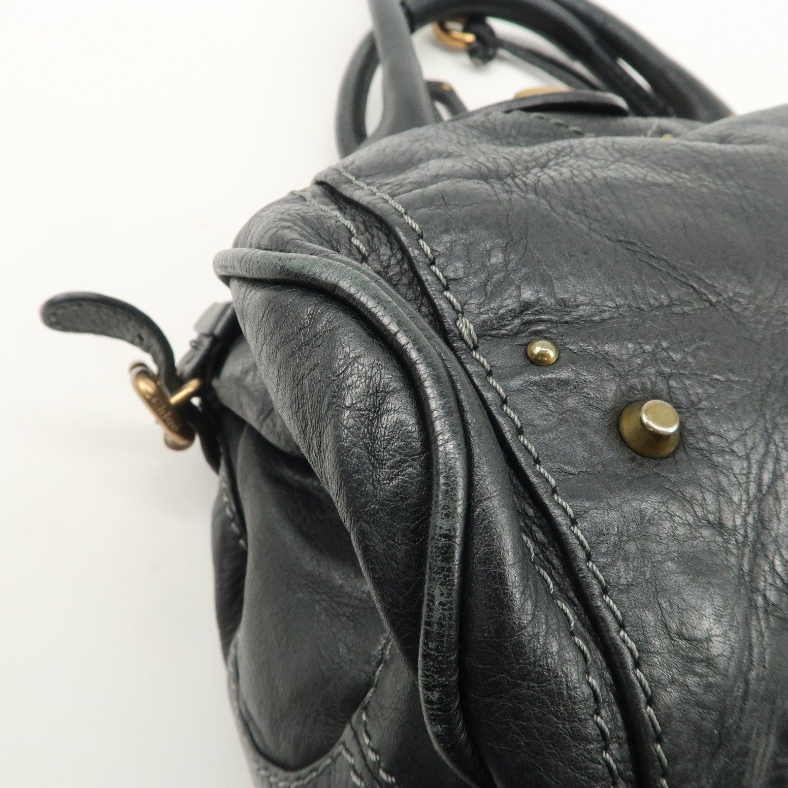 Chloe Paddington Leather Shoulder Bag Hand Bag Black Used