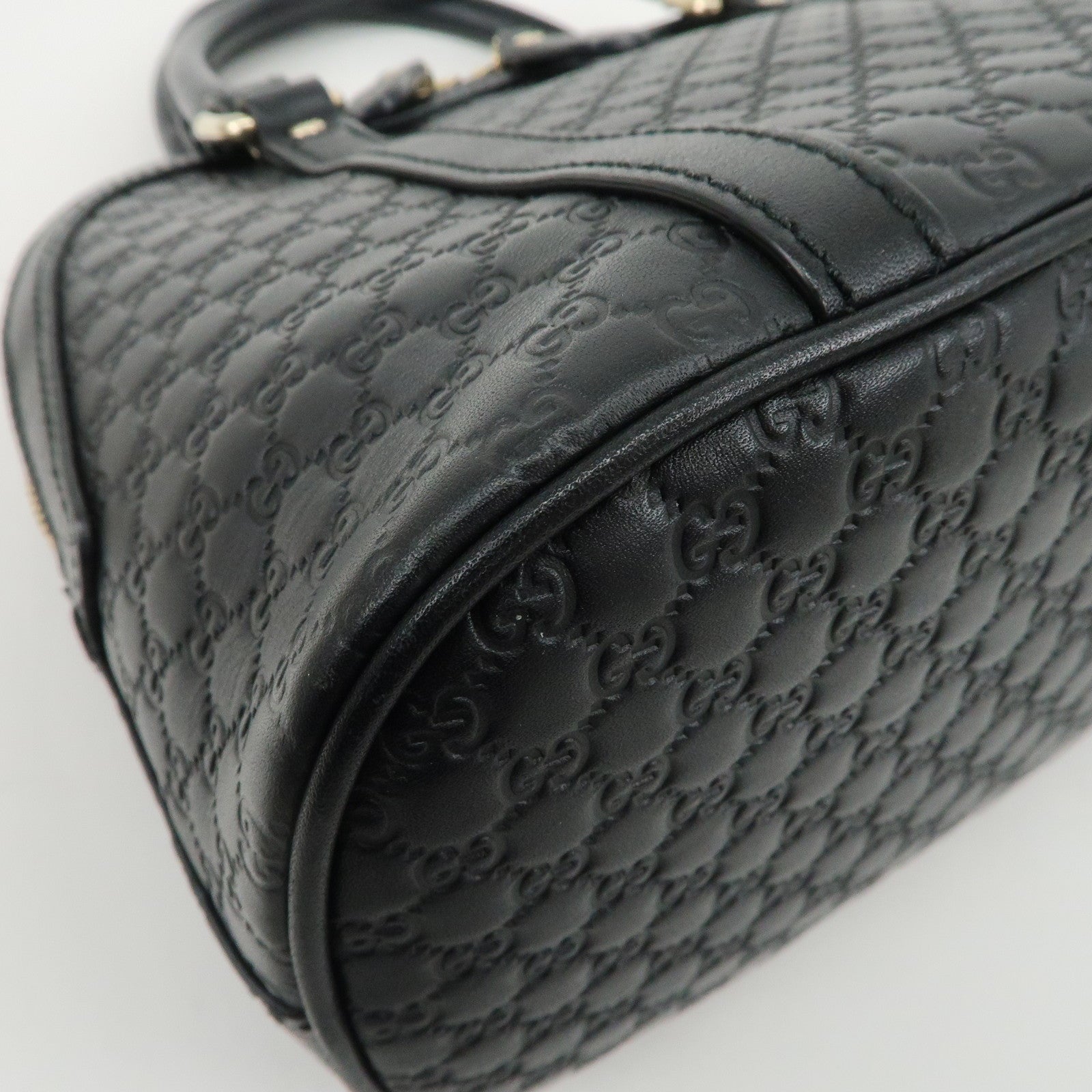 GUCCI Micro Guccissima Leather 2Way Shoulder Hand Bag Black 449654 Used