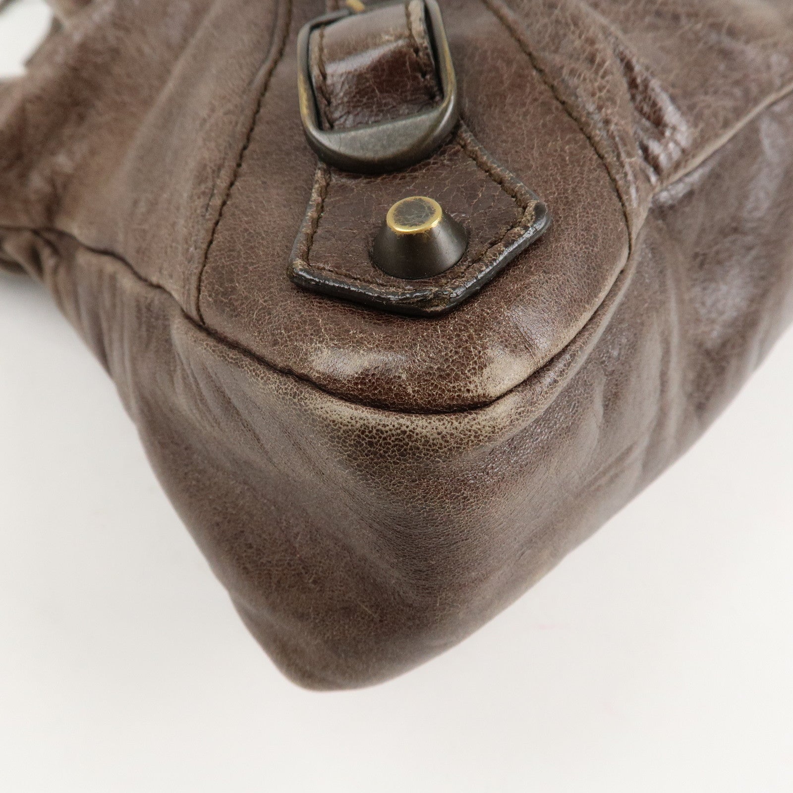 BALENCIAGA The First Leather 2Way Bag Hand Bag Brown 103208 Used